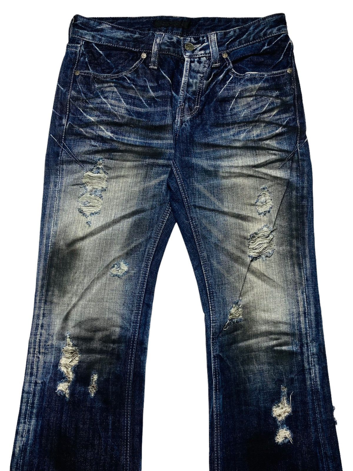 14th Addiction 2000s FUGA - Dirty Washed Flared Denim Pants Size US 29 - 3 Thumbnail