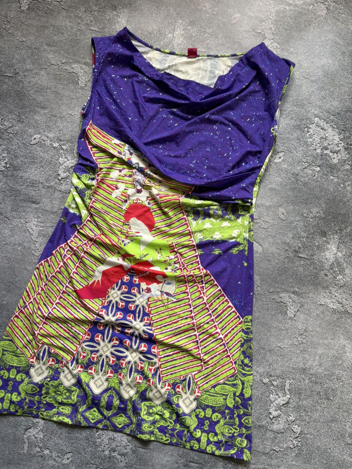 Jean Paul Gaultier Save The Queen Sun JPG Style Y2K Geisha Abstract Print Dress Size L / US 10 / IT 46 - 3 Thumbnail