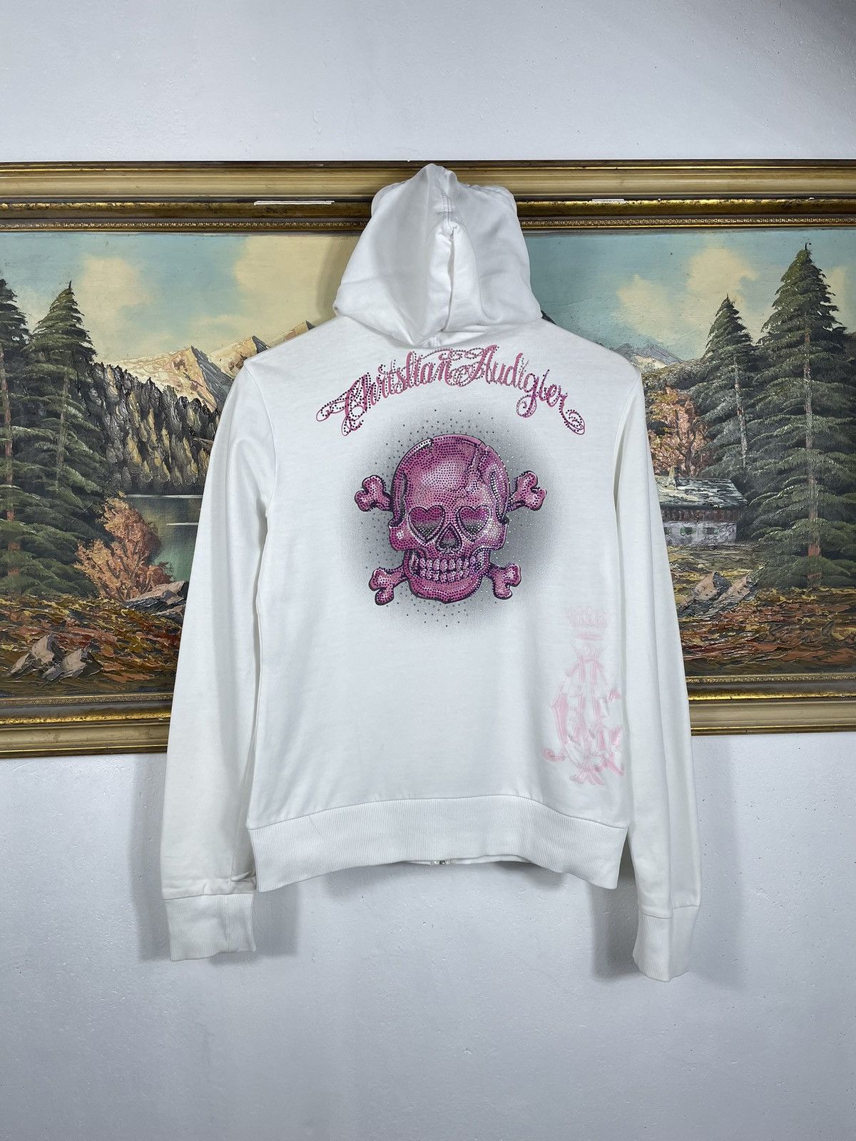 Christian Audigier × Ed Hardy × Vintage Ed Hardy Retro 00s Hoodie With Crystals Affliction Grunge Size M / US 6-8 / IT 42-44 - 1 Thumbnail