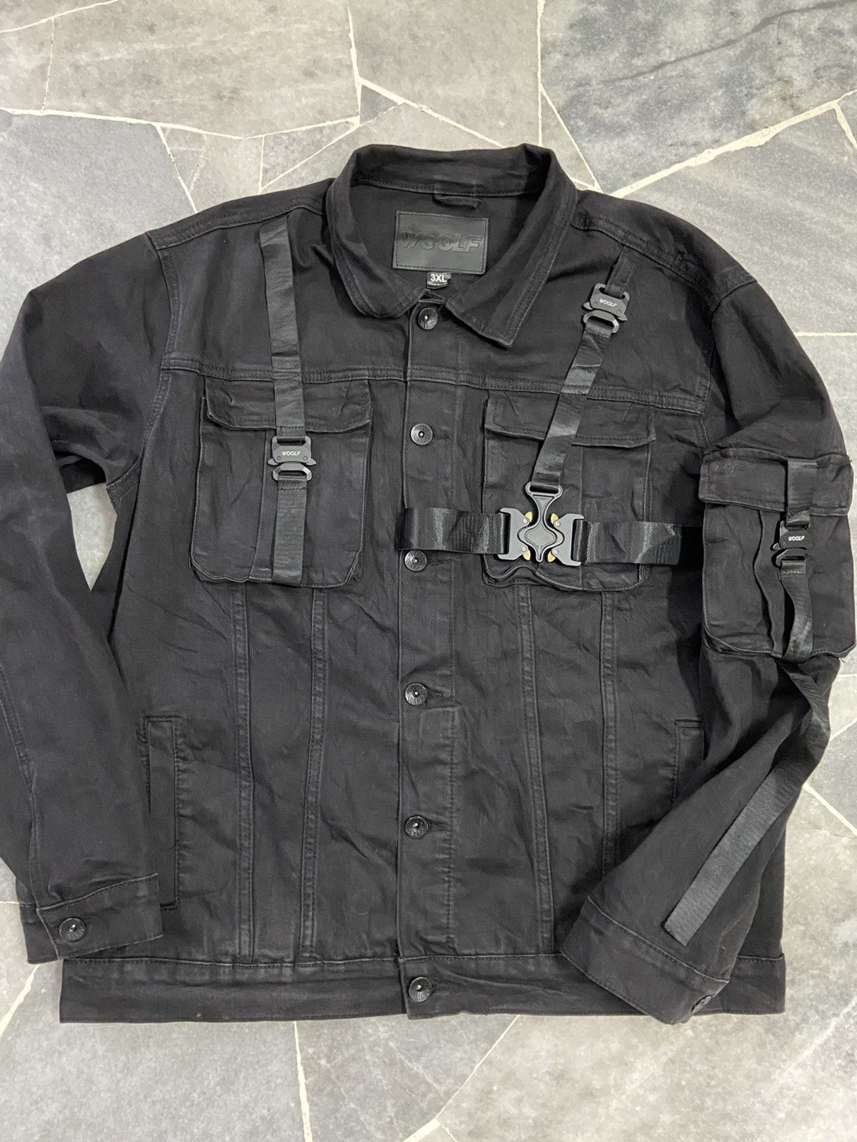 Japanese Brand Woolf Black denim bondage Jacket Size US XL / EU 56 / 4 - 4 Thumbnail