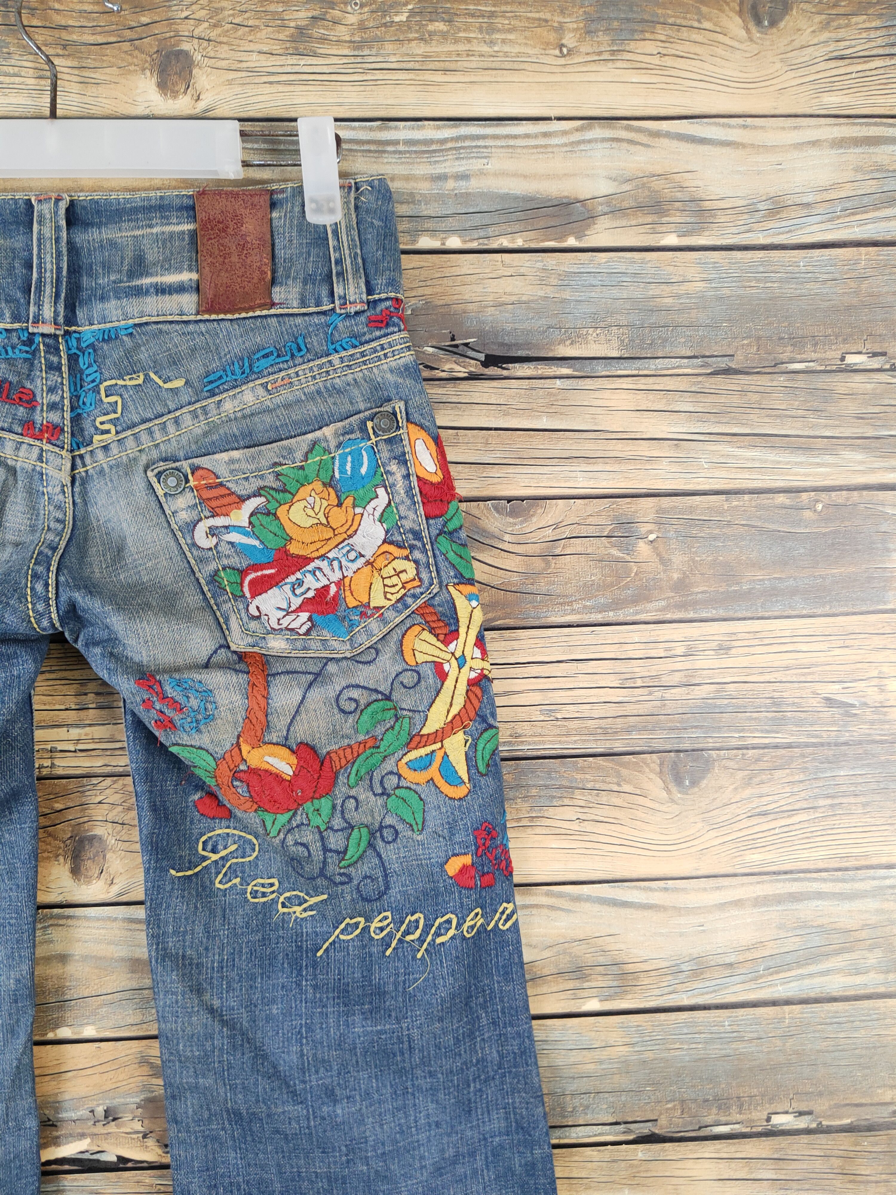 Japanese Brand Red Pepper Dark Blue Distressed Ripped Jeans #W1489 Size 26" / US 2 / IT 38 - 7 Thumbnail