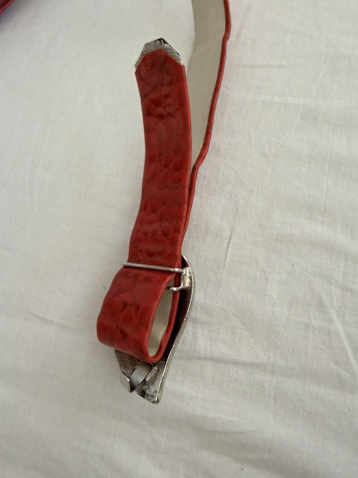 Other Vintage 1985 Mimi Di N Sculptural Buckle Red Leather Belt Size ONE SIZE - 9 Thumbnail