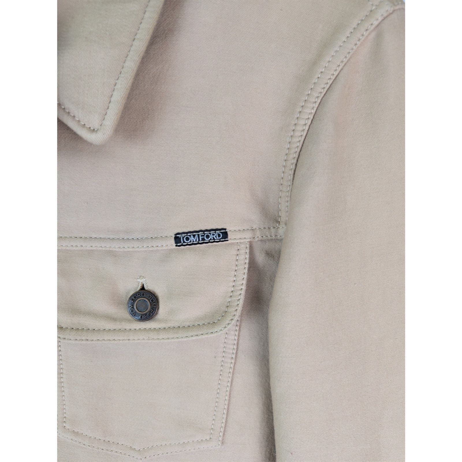 Tom Ford o1rshd1 Stretch Cotton Trucker Jacket in Beige Size US M / EU 48-50 / 2 - 8 Thumbnail