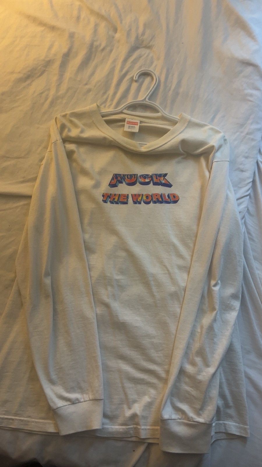 Supreme SS14 Supreme ‘Fuck The World’ Long sleeve White Size US L / EU 52-54 / 3 - 1 Thumbnail