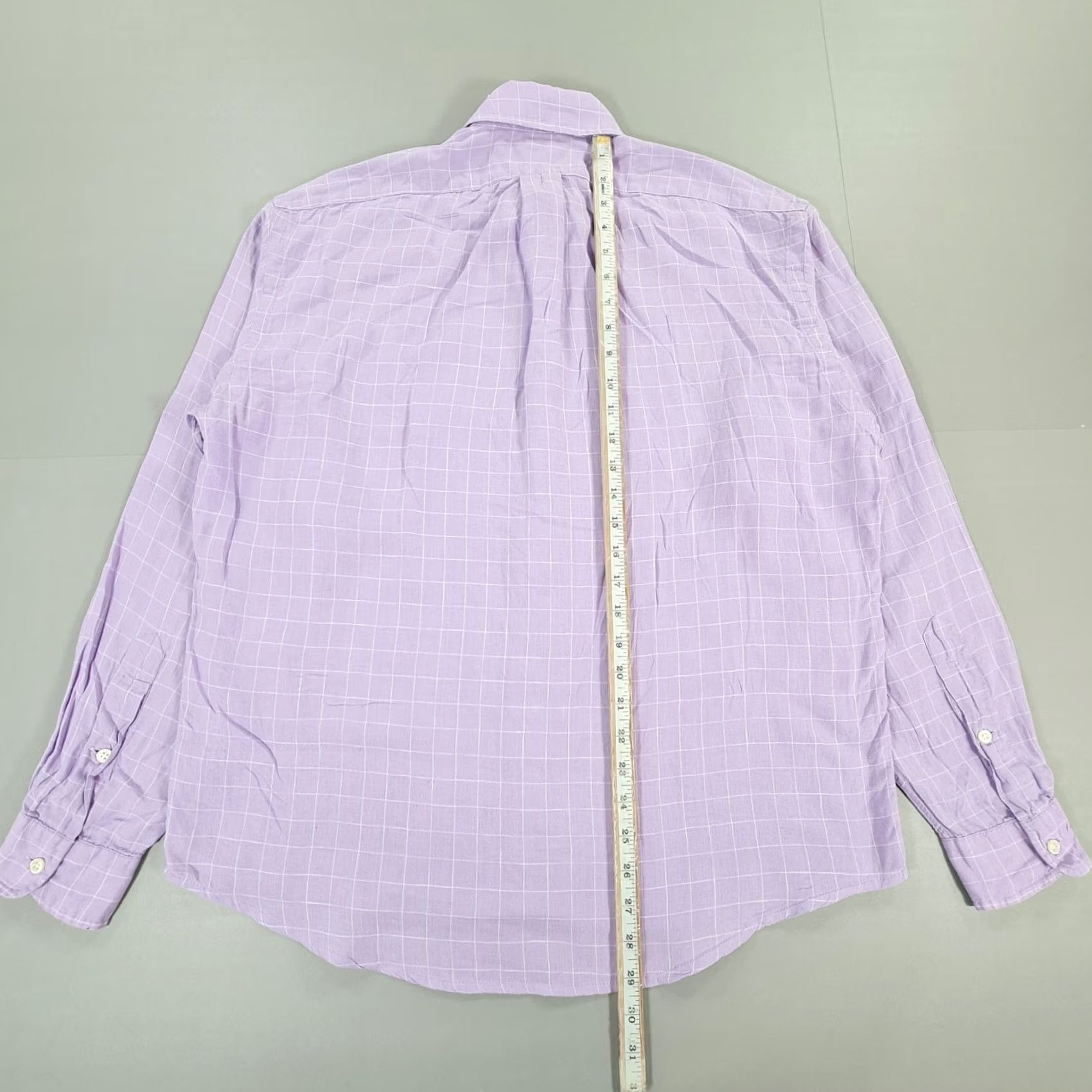 Polo Ralph Lauren VINTAGE Polo Ralph Lauren Shirt Mens Large Purple Check 100% Linen Button Down Collar Long Sleeve Size US L / EU 52-54 / 3 - 5 Thumbnail