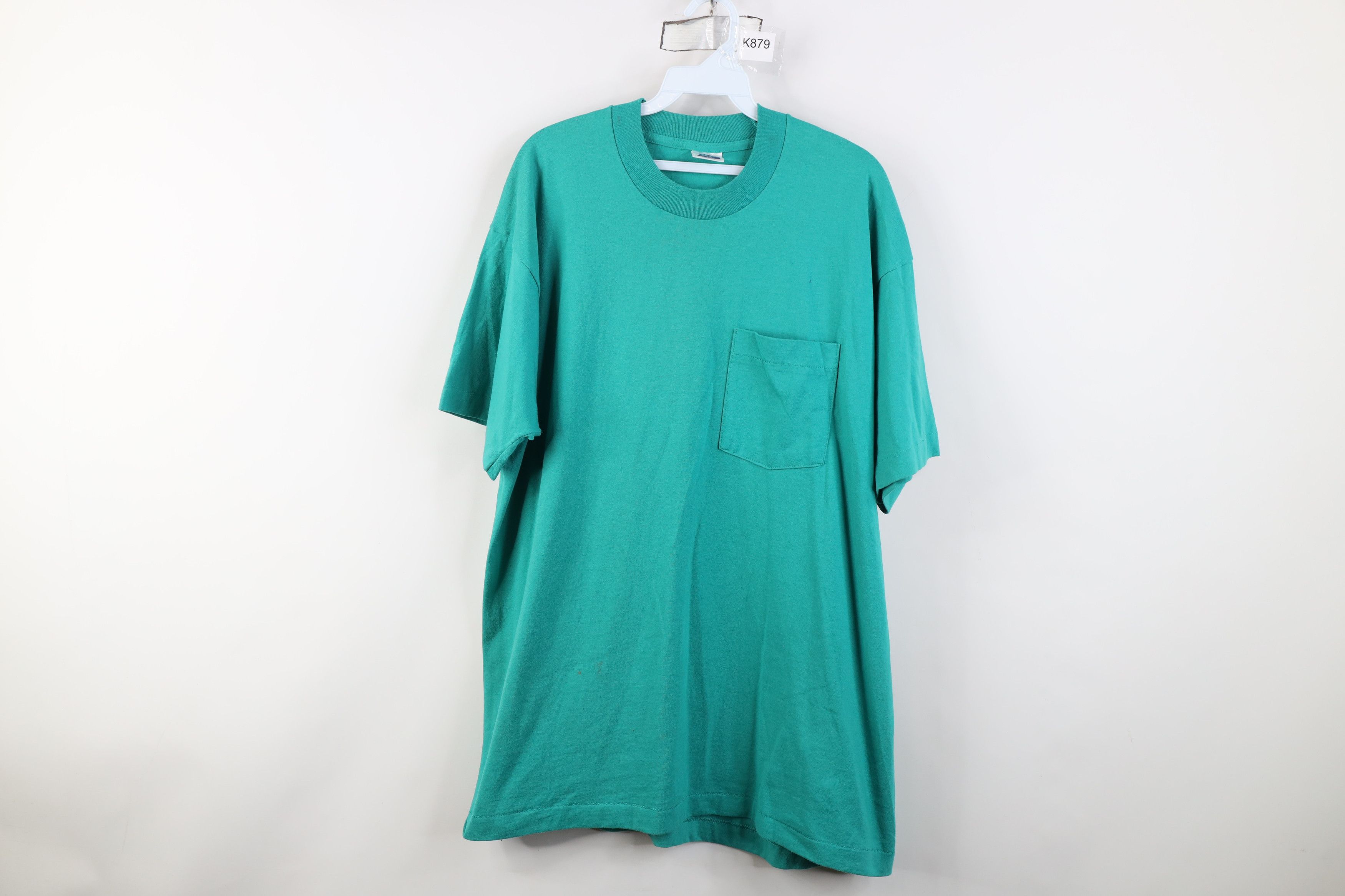 Vintage Vintage 90s Streetwear Pocket Short Sleeve T-Shirt Teal USA Size US XL / EU 56 / 4 - 1 Thumbnail