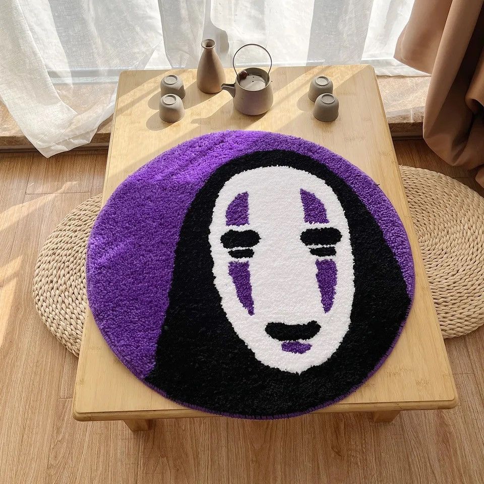 Japanese Brand × Vintage Handmade Tufted Rug Soft Smile Face Carpet 60x60cm Size ONE SIZE - 2 Thumbnail