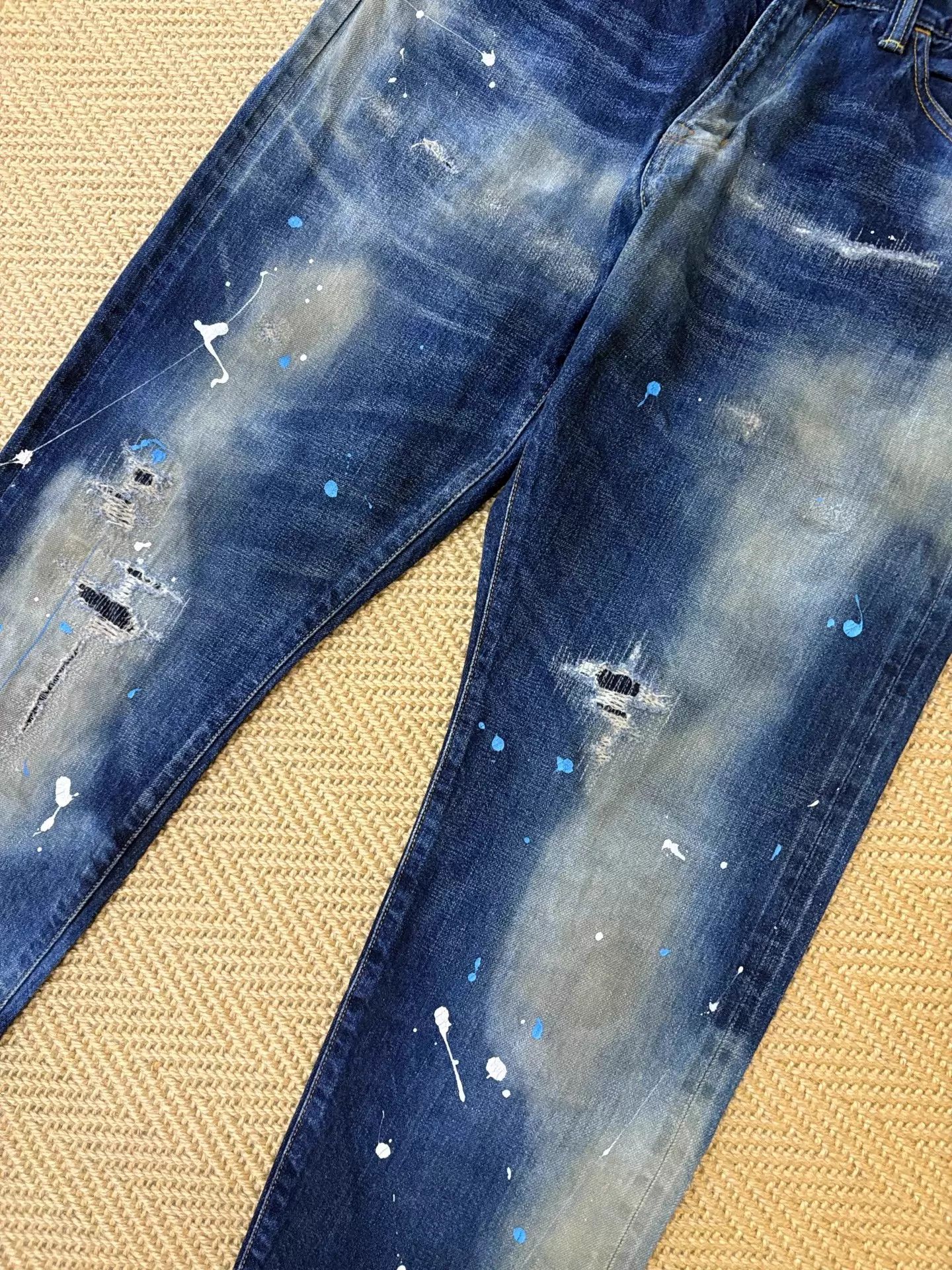 Fragment Design FRAGMENT x SEQUEL Distressed Denim L Blue/White Splatter Size US 34 / EU 50 - 3 Thumbnail