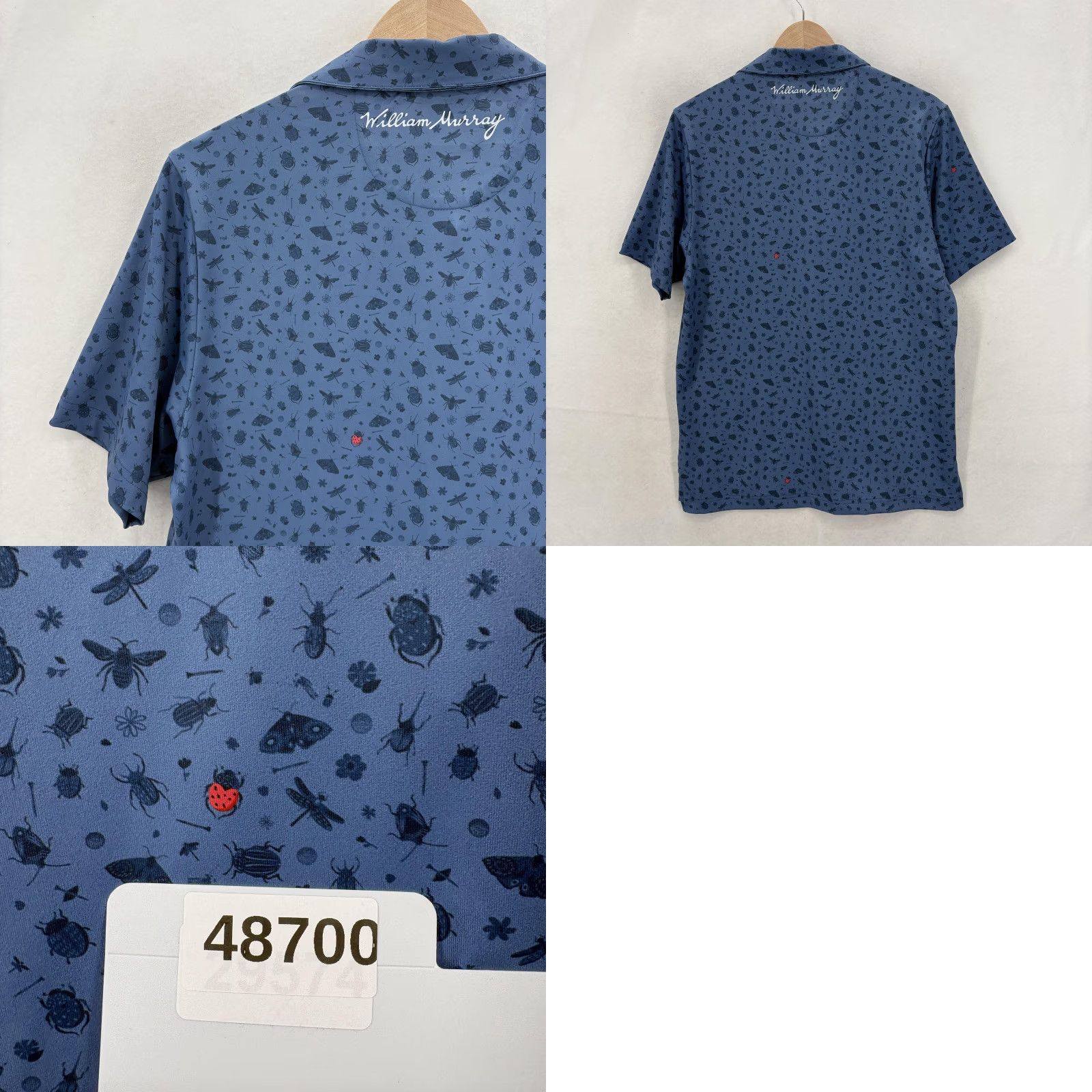 Vintage William Murray Shirt Mens Small Blue Bug Print Golf Polo Short Sleeve Novelty Size US S / EU 44-46 / 1 - 8 Thumbnail