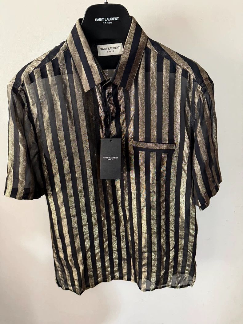 Saint Laurent Paris Saint Laurent Paris size 39 Gold gauze transparent thin po Size US M / EU 48-50 / 2 - 1 Thumbnail