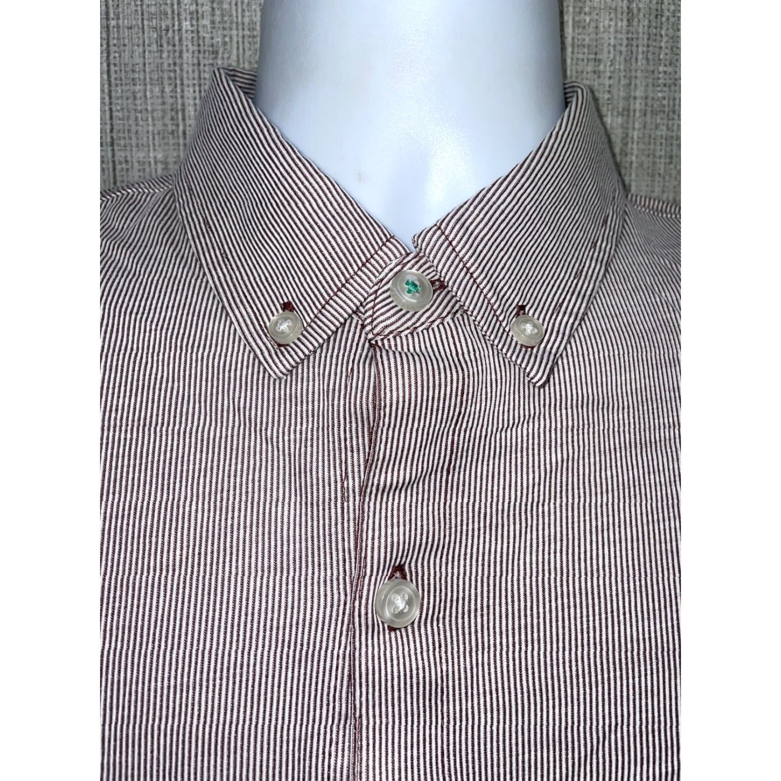 Vintage Linksoul Maroon Stripes Design Button Down Shirt Mens M Size US M / EU 48-50 / 2 - 2 Thumbnail