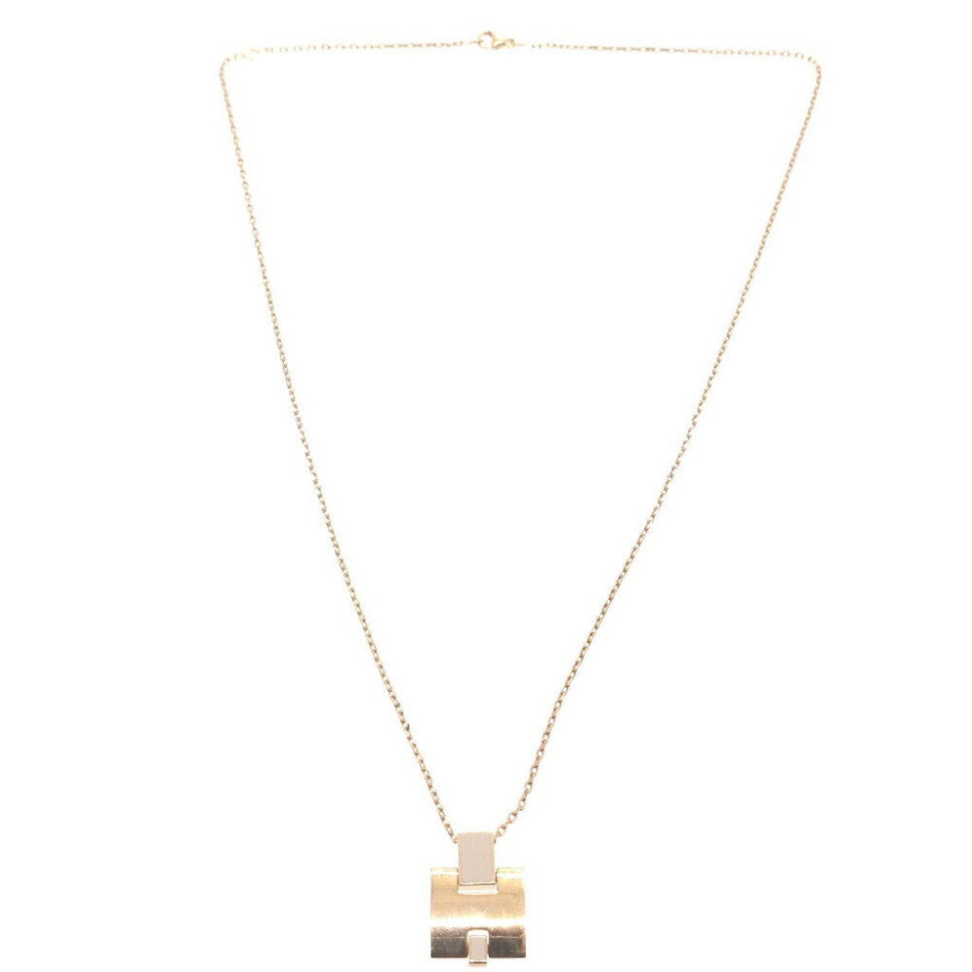 image of Hermes Irene H Motif Metal Rose Gold Necklace, Women's