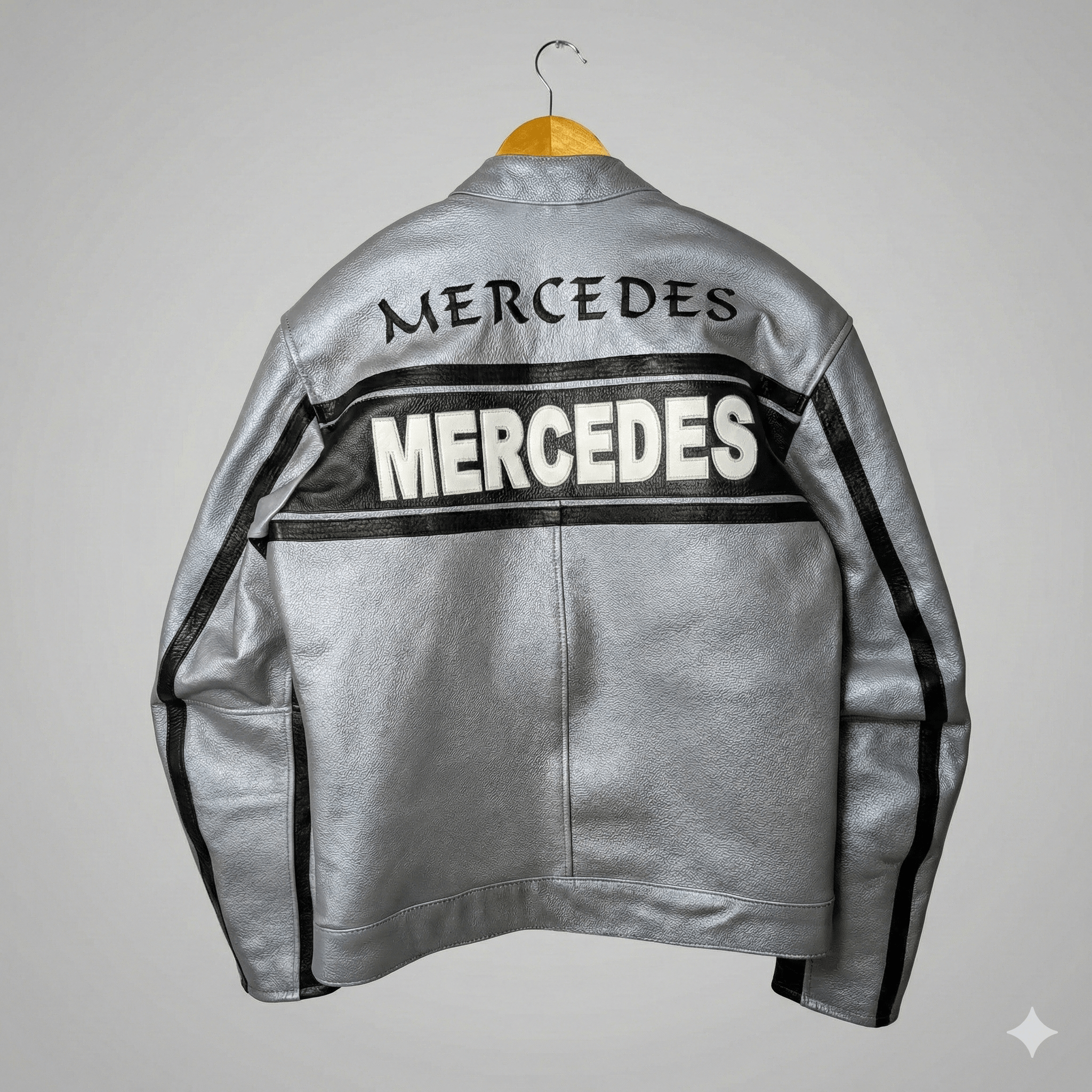 Mercedes-Benz Mercedes Benz F1 Silver Leather Racing Jacket Patch Moto Y2K Size L / US 10 / IT 46 - 2 Thumbnail
