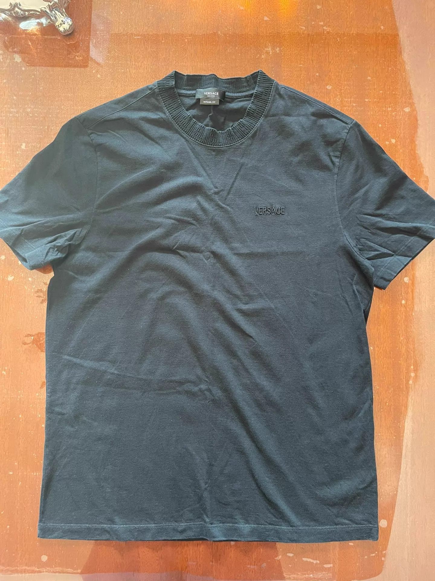 Versace Versace Heavy Knit-Collar Embro Logo Black Tee M Size US M / EU 48-50 / 2 - 1 Thumbnail