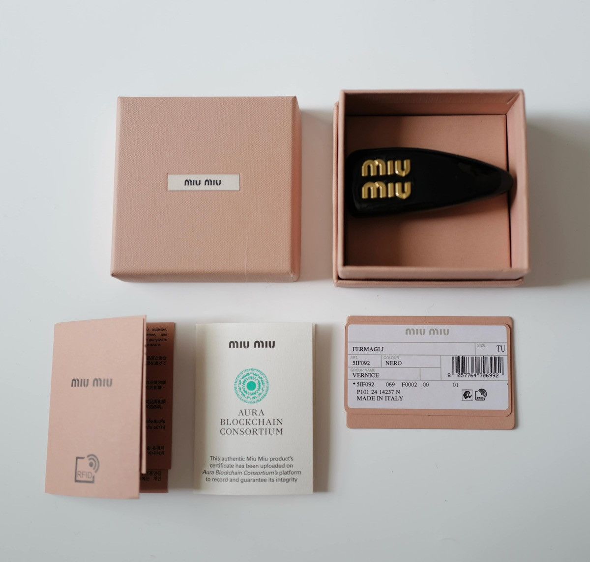 Miu Miu MIU MIU Patent Leather Hair Clip BLACK Size ONE SIZE - 2 Thumbnail