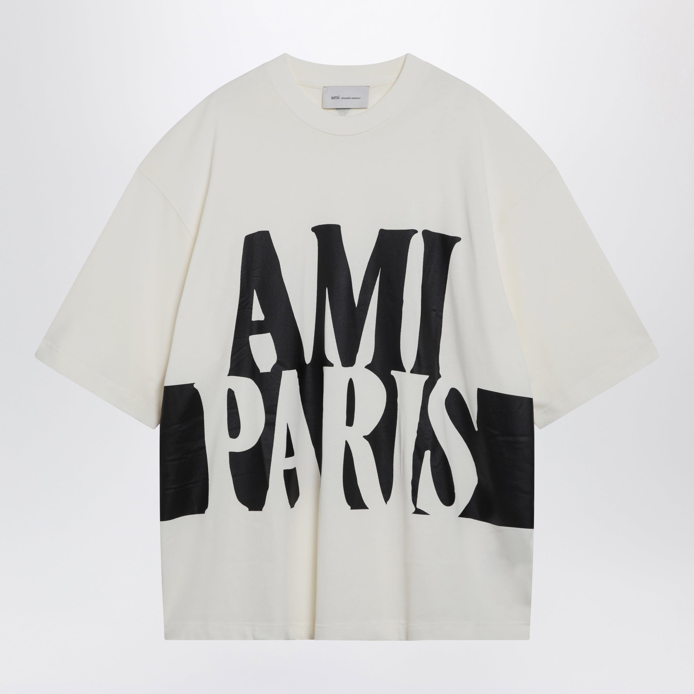 AMI Ami Paris Cream White T-Shirt With Logo Print Size US M / EU 48-50 / 2 - 1 Thumbnail