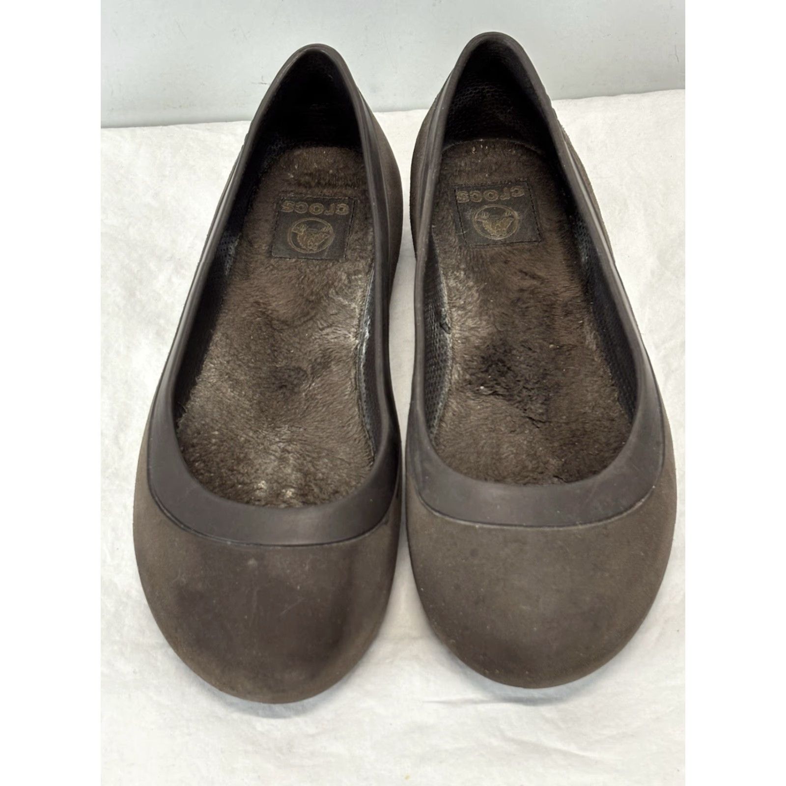 Crocs Crocs Ballet Flats Women's 7 Mammoth Brown Rubber Faux Fur Lined Slip On Flat Shoes Shoes Size US 7 / IT 37 - 3 Thumbnail