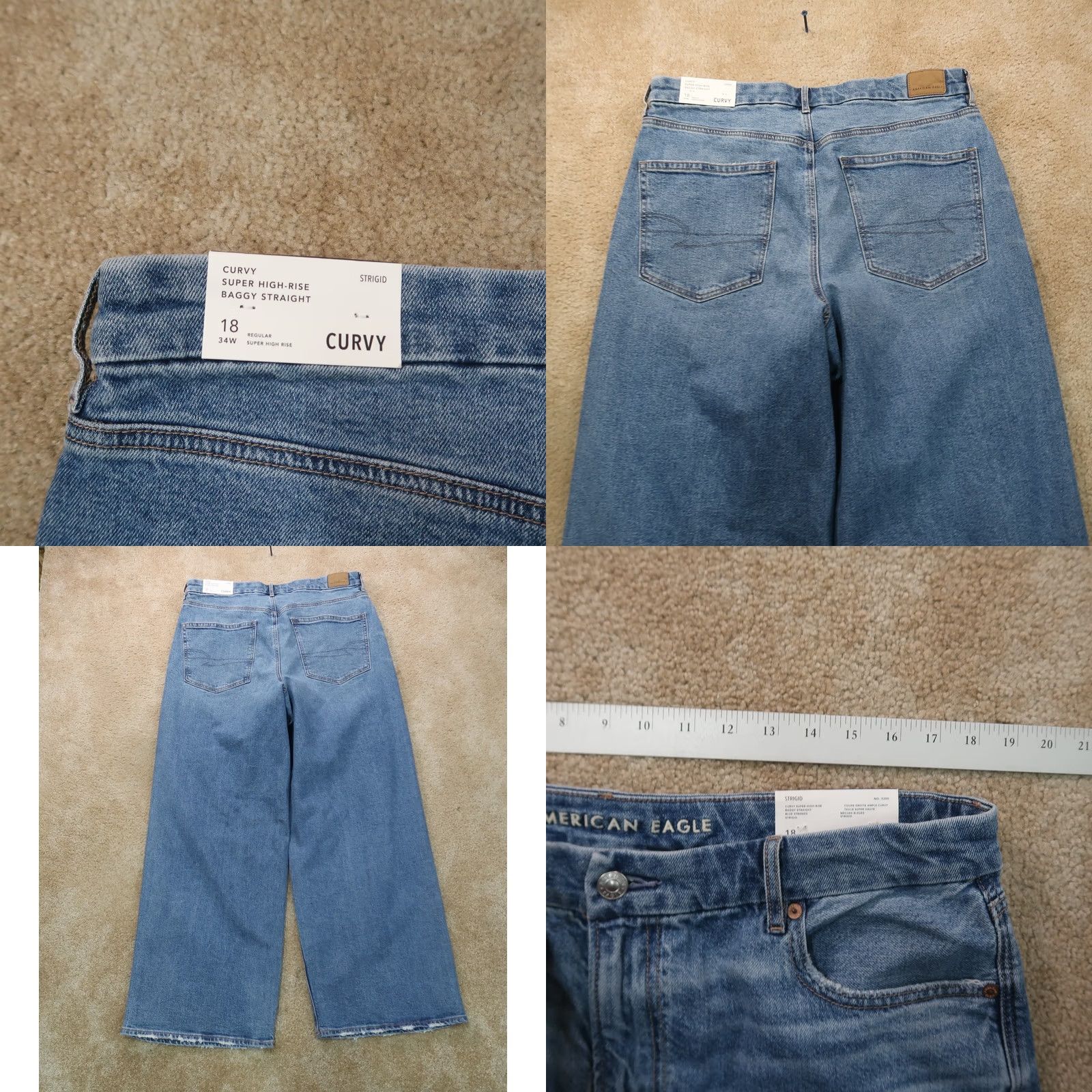 American Eagle Outfitters American Eagle Outfitters Jeans Women 18 Wide-Leg Blue Denim 31in Inseam Vintage No Rise High 36 Waist 5-Pocket Regular Denim Shirt Size 40" / US 18 - 8 Thumbnail