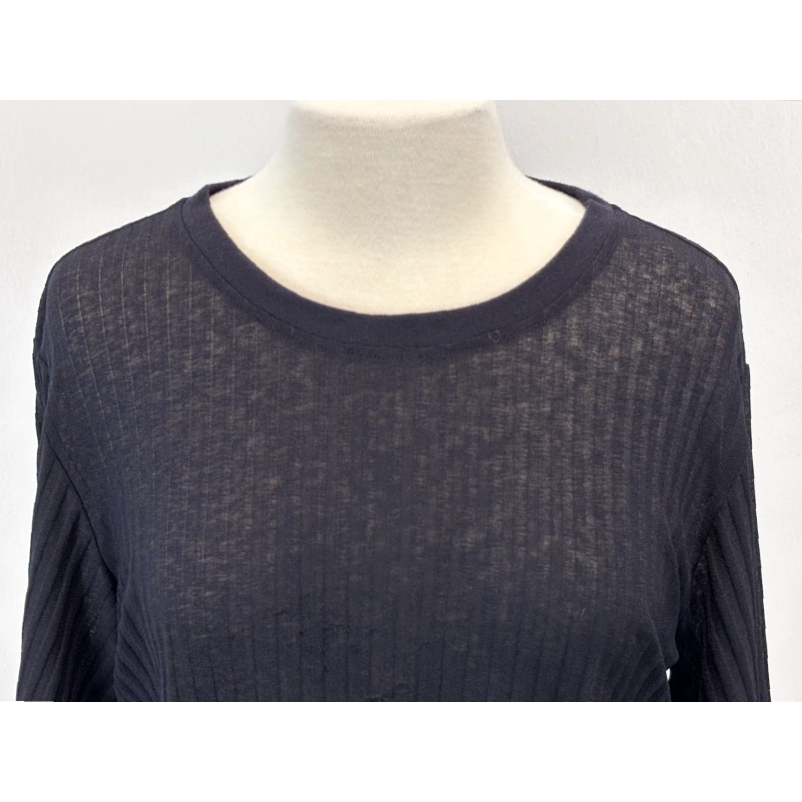 Vintage See By Chloe Ribbed Shirt Top Sz Medium Women’s Navy Lace Trim Semi Sheer Size M / US 6-8 / IT 42-44 - 5 Thumbnail