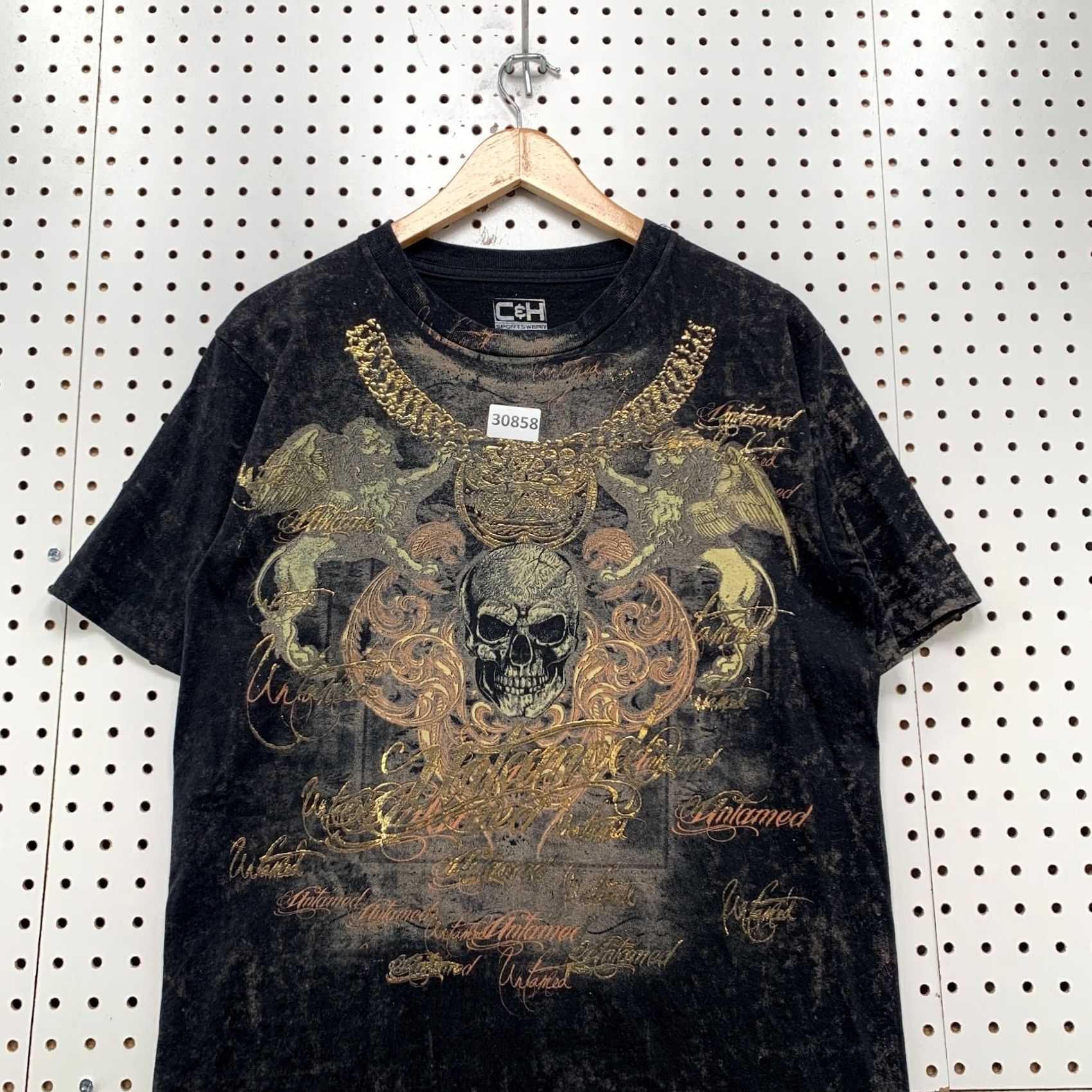 Affliction Y2K C&H Sportswear Skull Wings AOP Shirt Black Mens Medium Affliction 19.5x28.5 Size US M / EU 48-50 / 2 - 3 Thumbnail