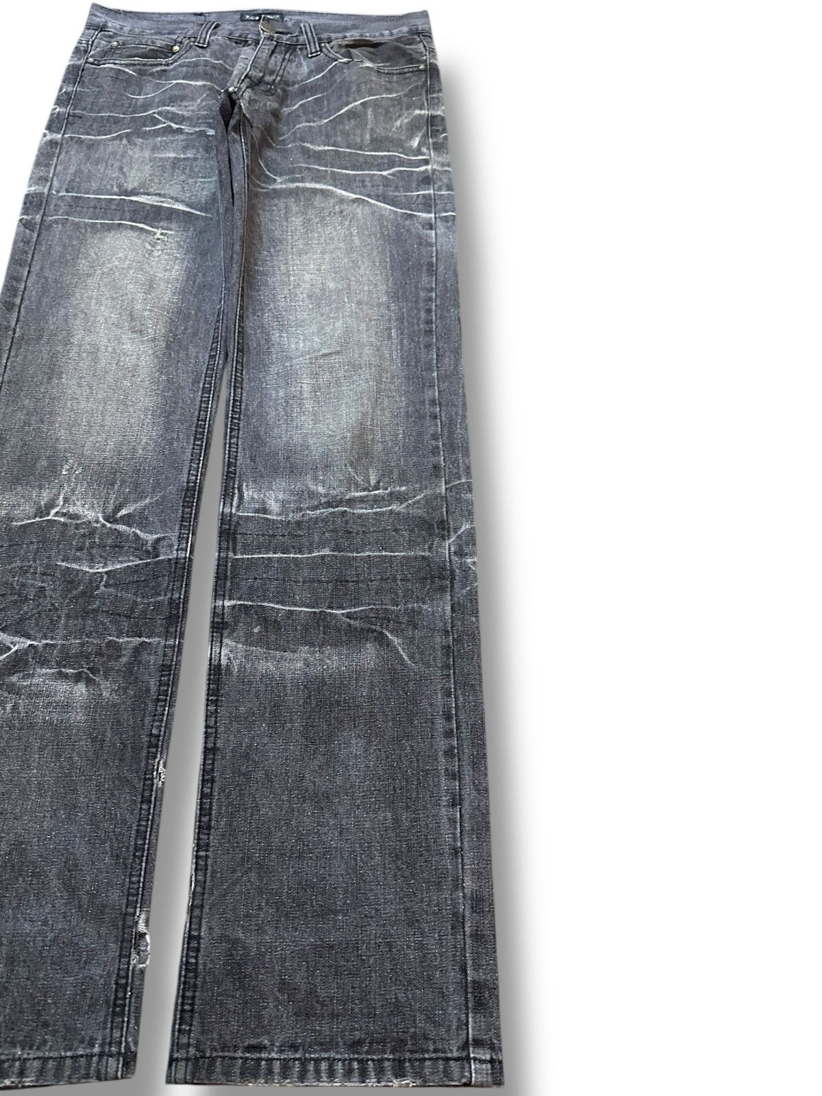 LOWBOX Vintage Lowbox Black Whiskers Distressed Denim Size US 31 - 4 Thumbnail