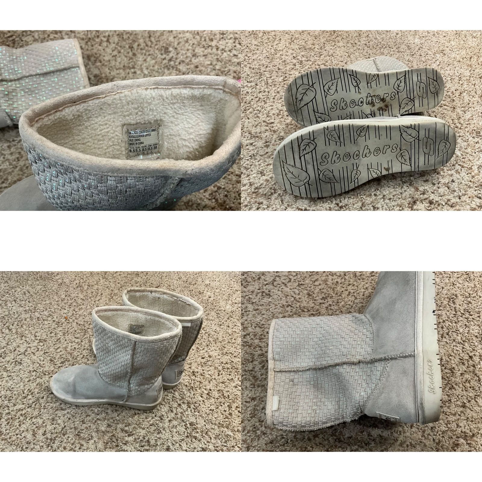 SKECHERS SKECHERS Bling Boots Woman Boots 8.5 White Faux Fur Round Toe Ankle Bootie Winter Flat Heel Pull On Women Size US 9 / IT 39 - 8 Thumbnail