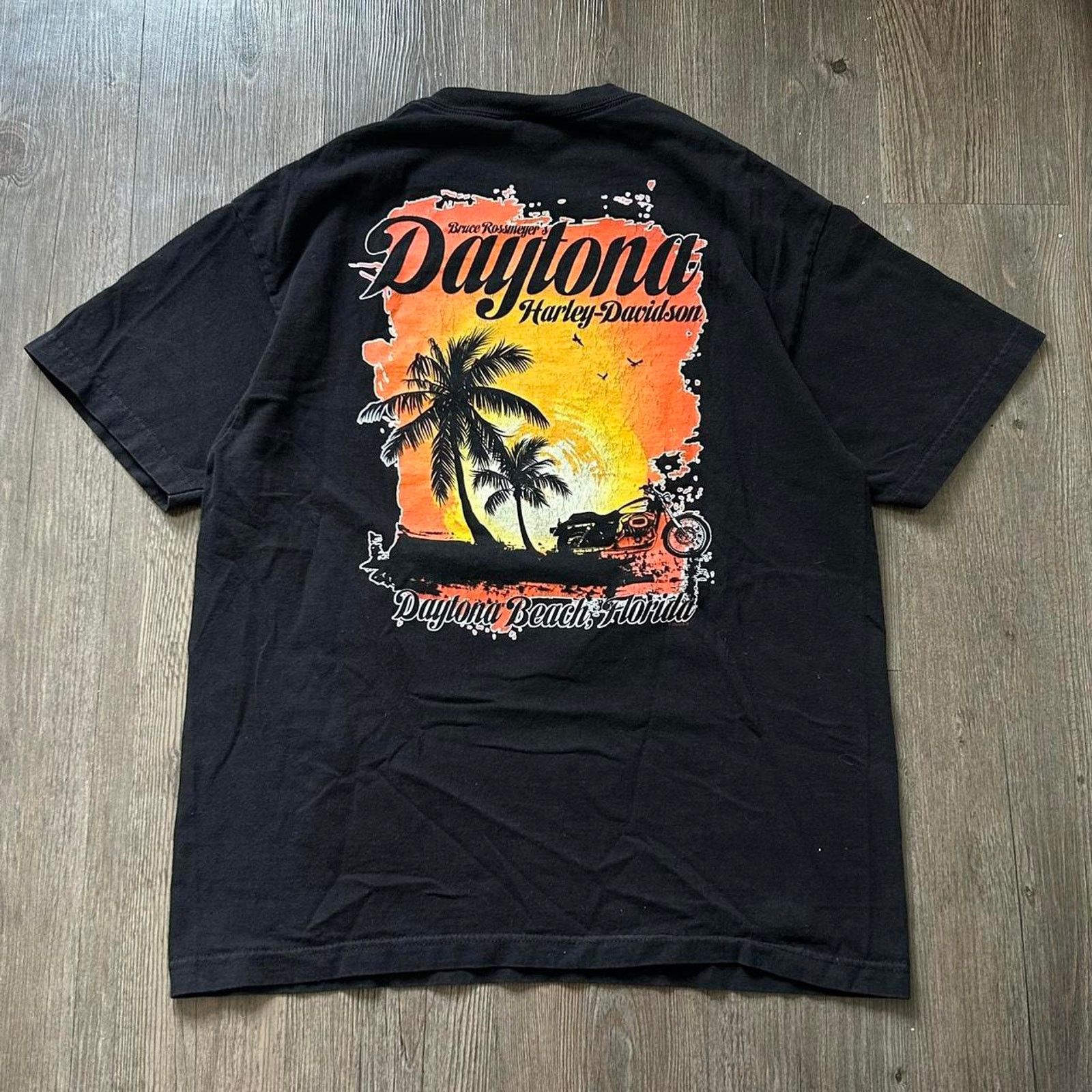Harley Davidson Y2K Harley Davidson Dayonta Beach Sunset Black Tee. Sz L Size US L / EU 52-54 / 3 - 3 Thumbnail