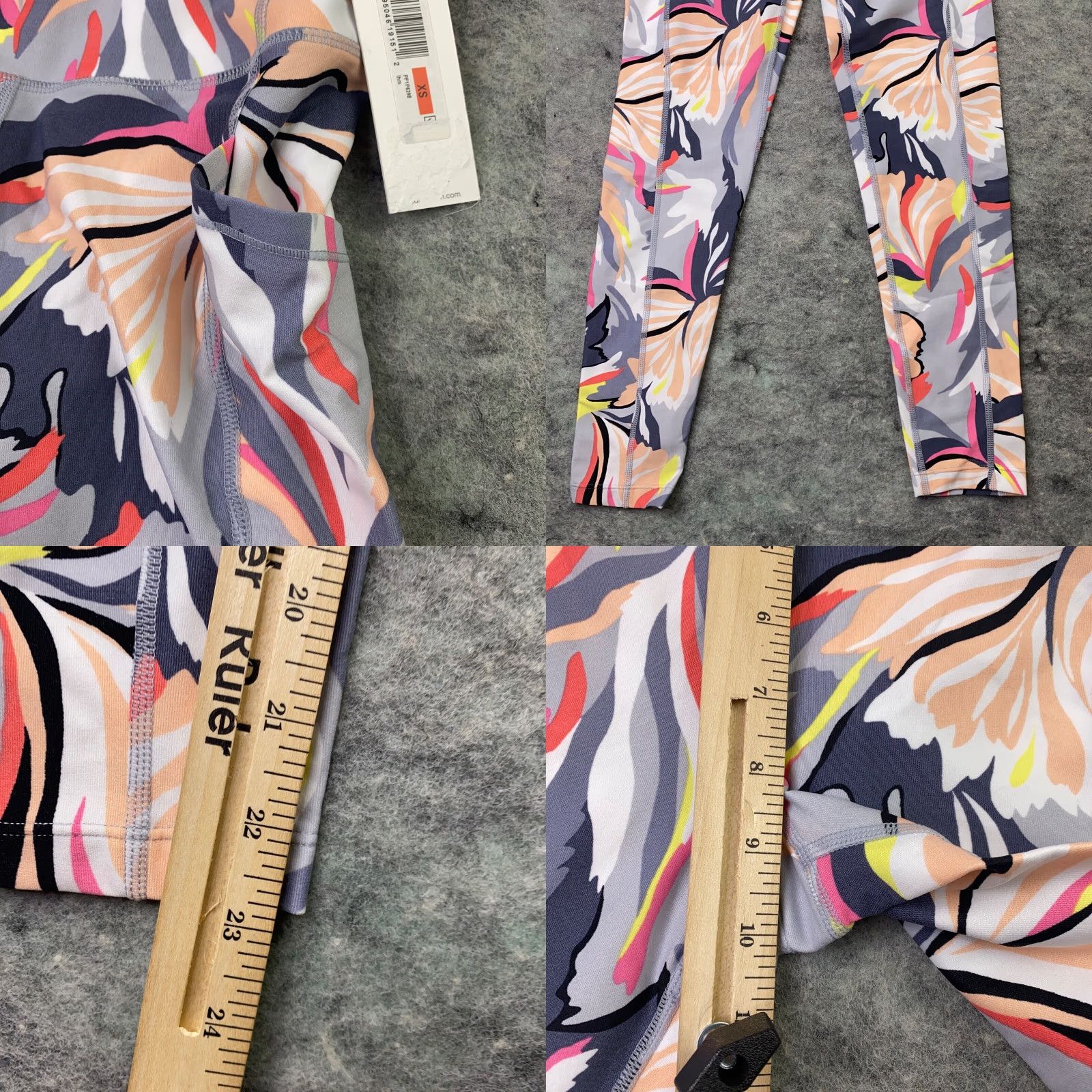 Calvin Klein Calvin Klein Leggings Womens XS Gray Floral Hi-Rise Cropped Pockets Nylon Spandex Size 26" / US 2 / IT 38 - 8 Thumbnail