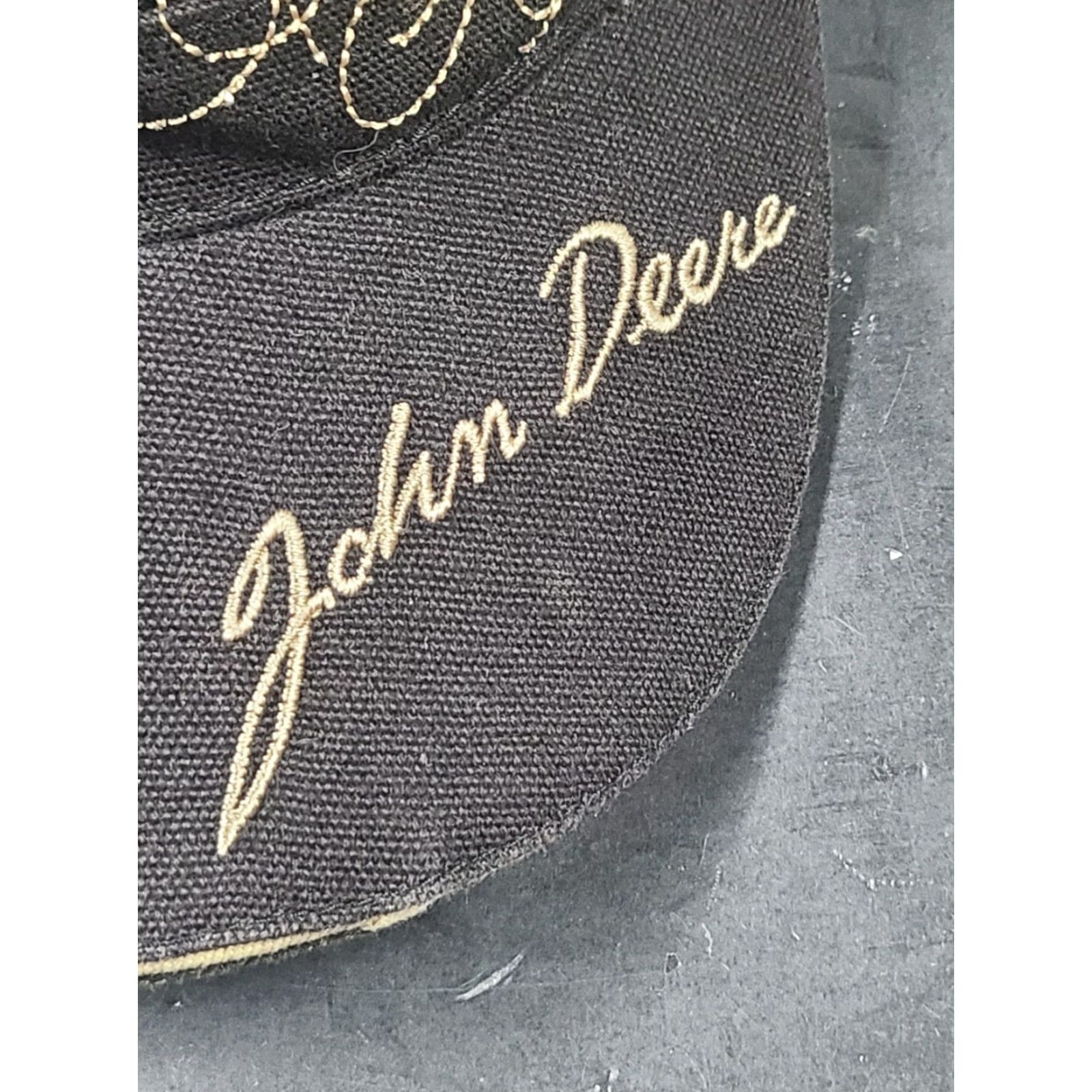 John Deere John Deere Strap Back Hat Embroidered Green & Yellow Rose 100% Cotton Black/Tan Size ONE SIZE - 2 Thumbnail