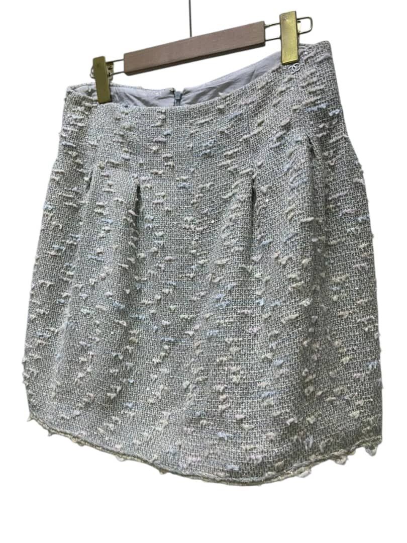 Chanel Chanal Baby Blue Sequin Tweed Skrit Size 30" / US 8 / IT 44 - 3 Thumbnail