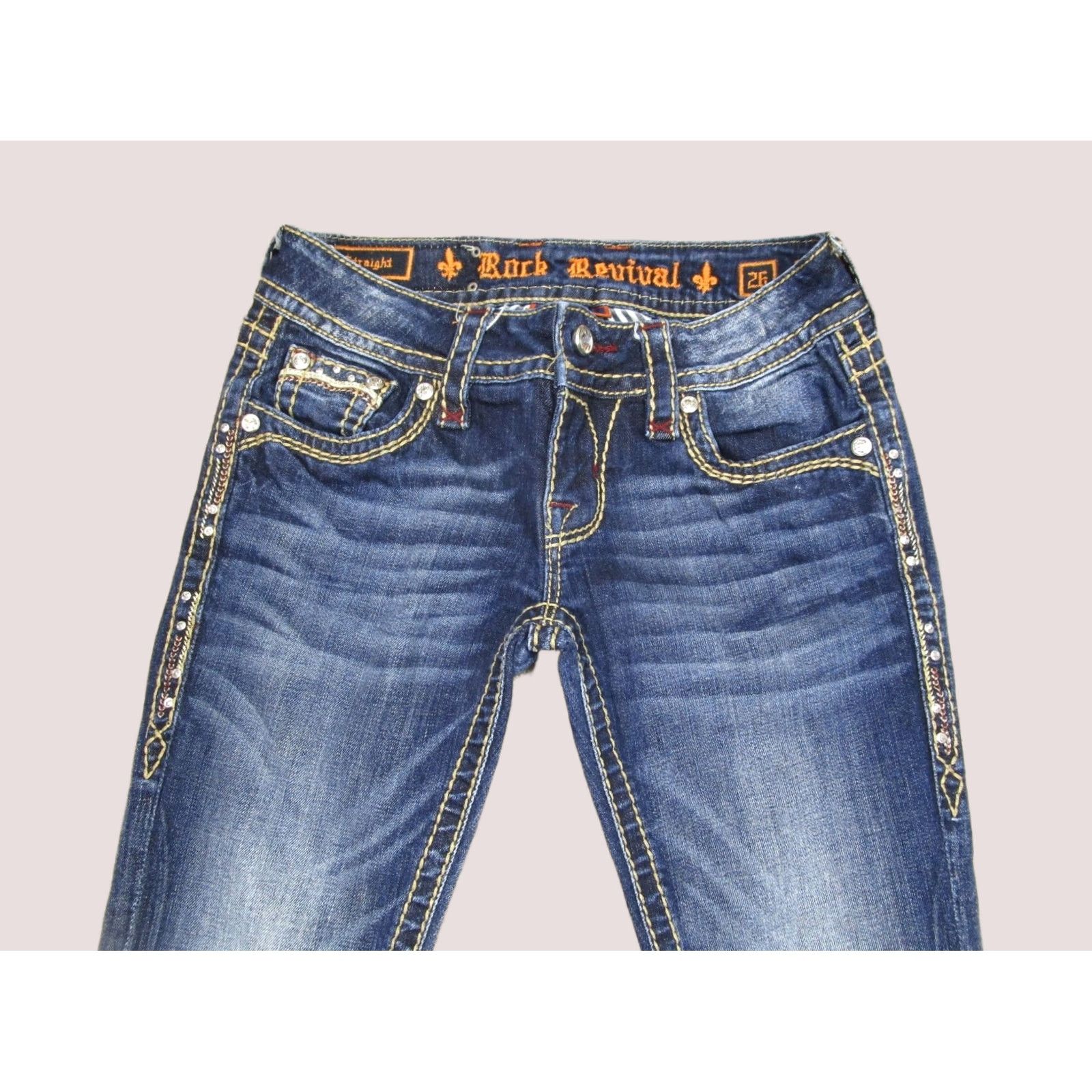 Vintage Rock Revival Jeans Women 26 Blue Low Rise Slim Bootcut Denim Jeans Size 26" / US 2 / IT 38 - 1 Thumbnail