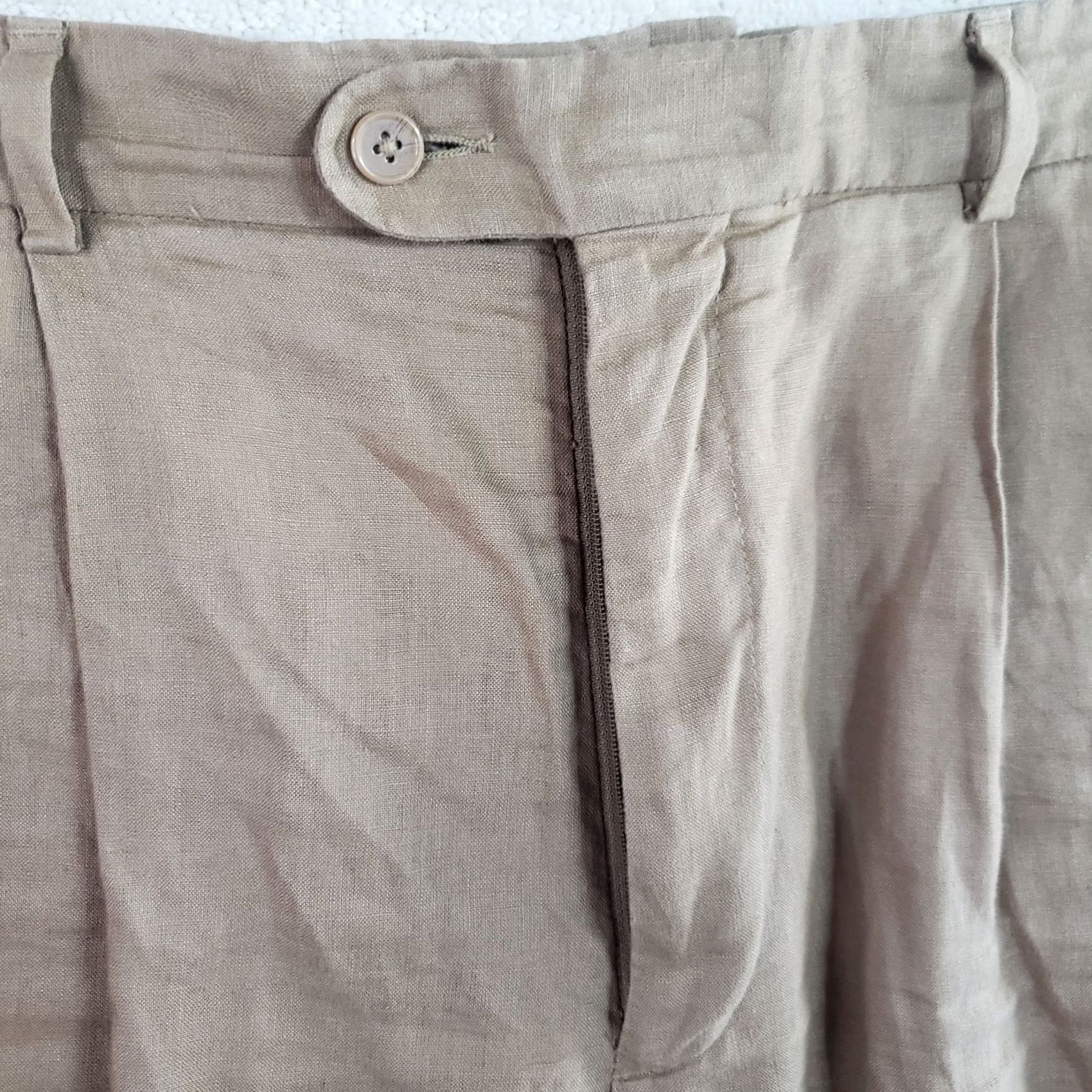 Vintage Cub Cabana 100% Linen Pleated Shorts Bermuda Men Beige 35x10 Casual Polo Golf Summer Knit? Size US S / EU 44-46 / 1 - 4 Thumbnail