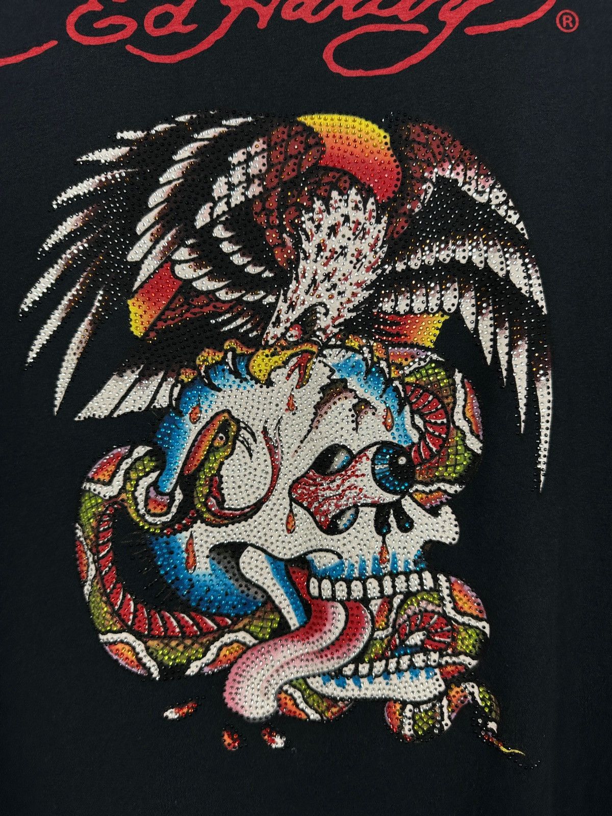 Ed Hardy Vintage Ed Hardy Rhinestones Skull Eagle Snake Black T-Shirt Size US M / EU 48-50 / 2 - 6 Thumbnail