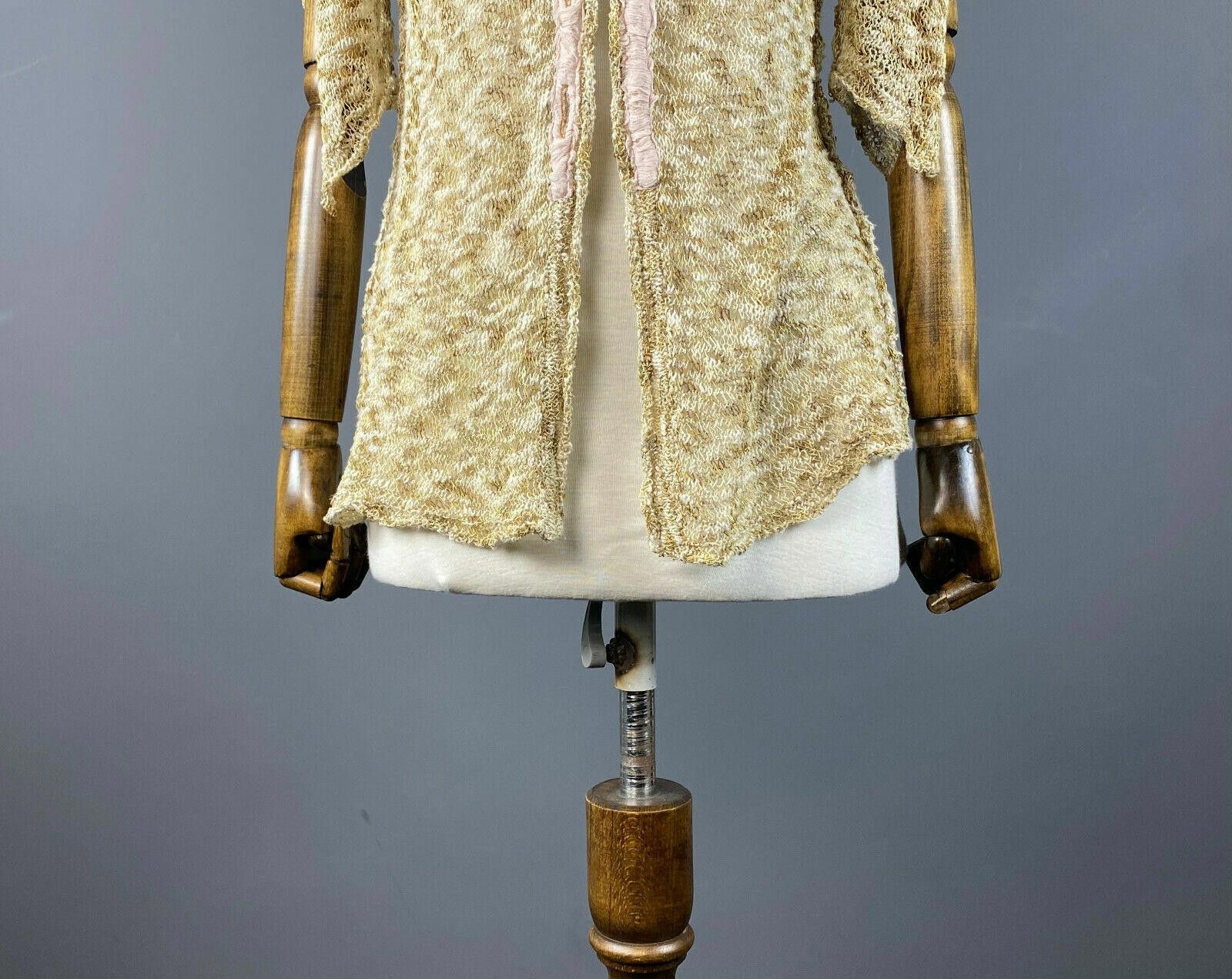 Designer Elisa Cavaletti Sono Italiano Beige Knit Sweater Cape M L Size M / US 6-8 / IT 42-44 - 3 Thumbnail