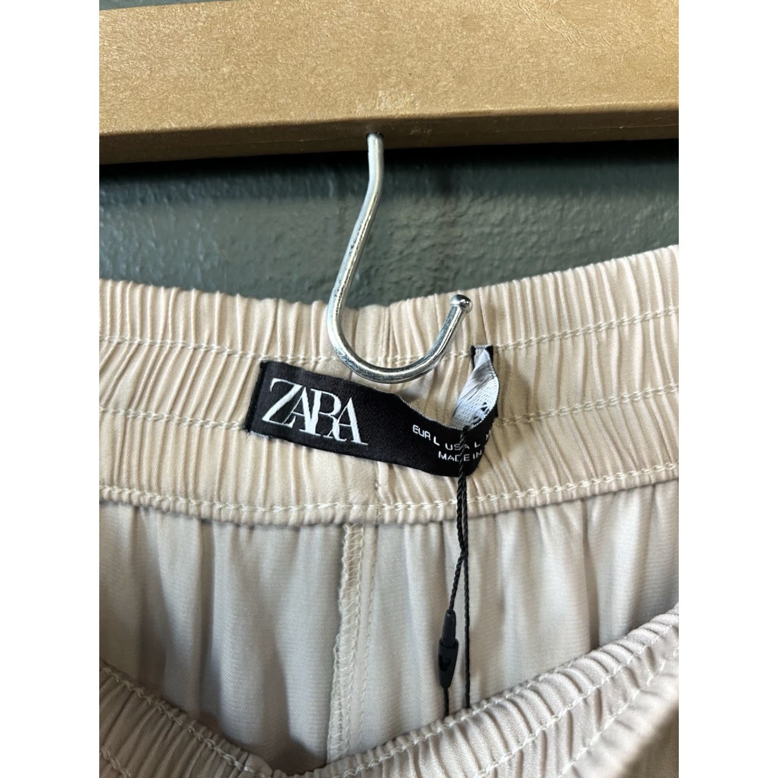 Zara Zara Womens Beige Pull On Wide Leg Flowy Pants Size Large NWT Size 36" / US 14 / IT 50 - 3 Thumbnail