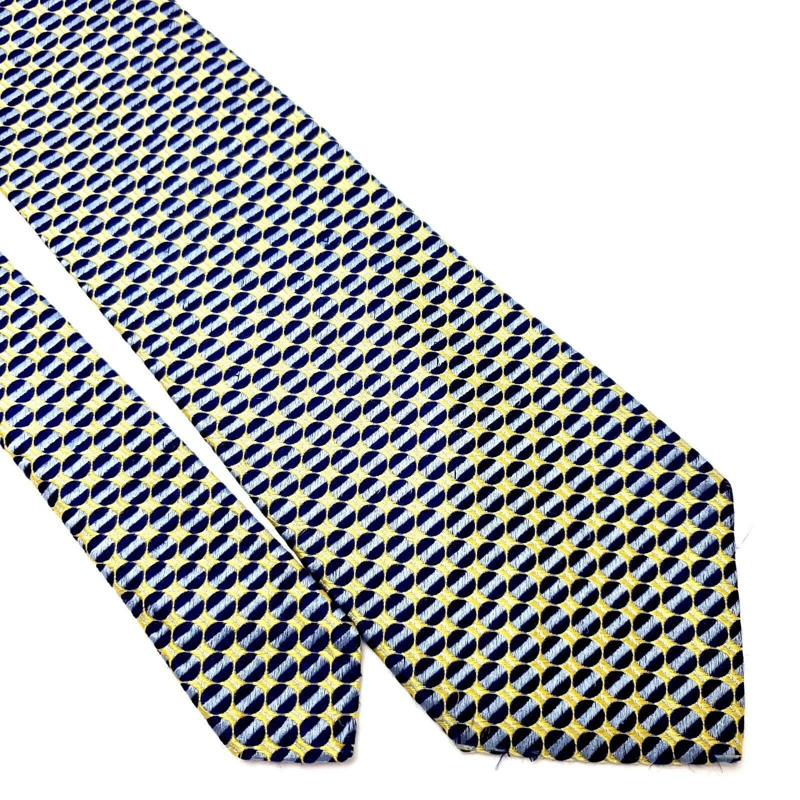 Vintage Ferrell Reed Silk Tie Woven Blue Yellow Geometric Wide City Size ONE SIZE - 1 Thumbnail
