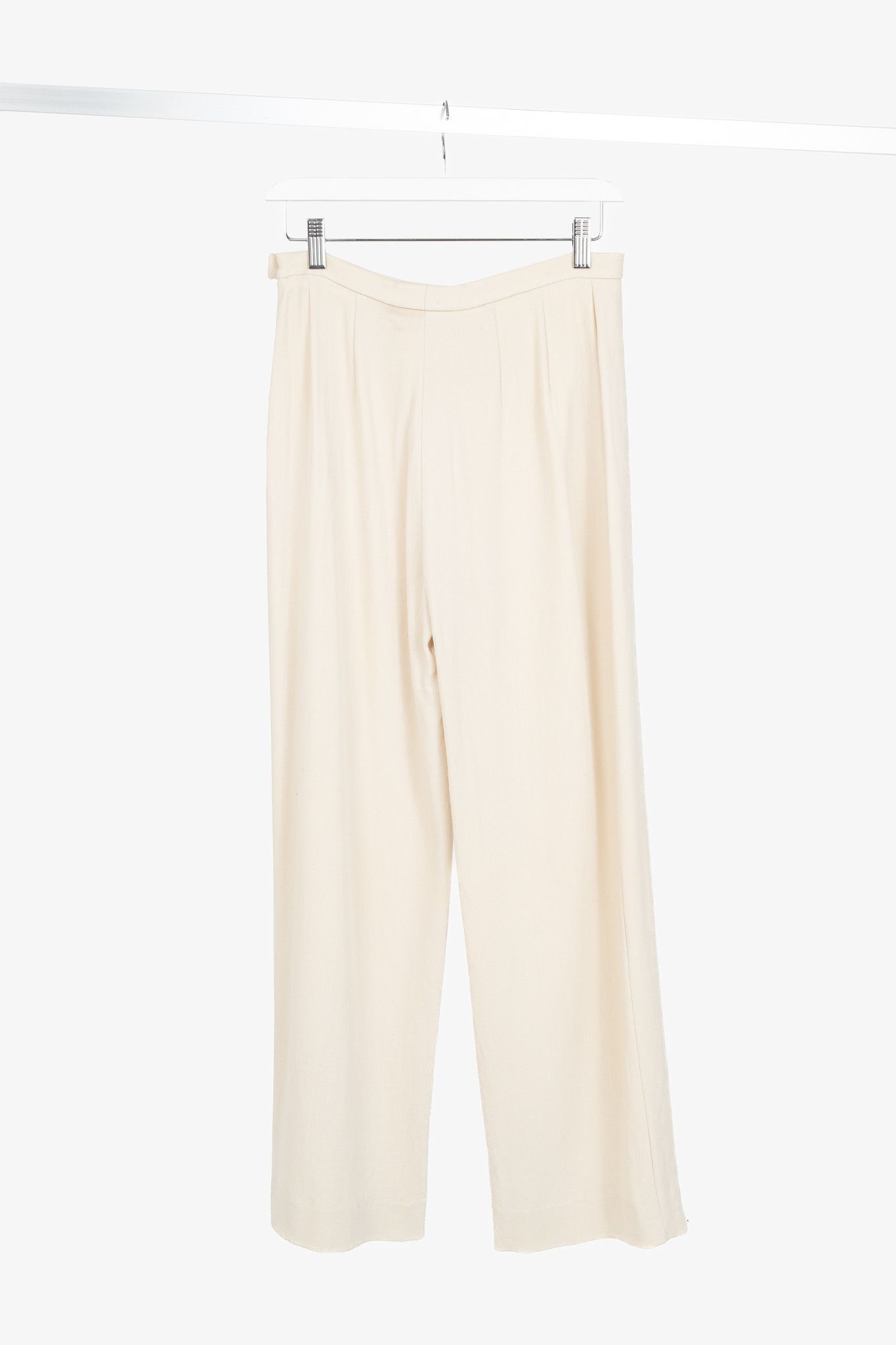 Max Mara Max Mara Cream Wool-Crepe Straight-Leg Trousers Size 30" / US 8 / IT 44 - 2 Thumbnail