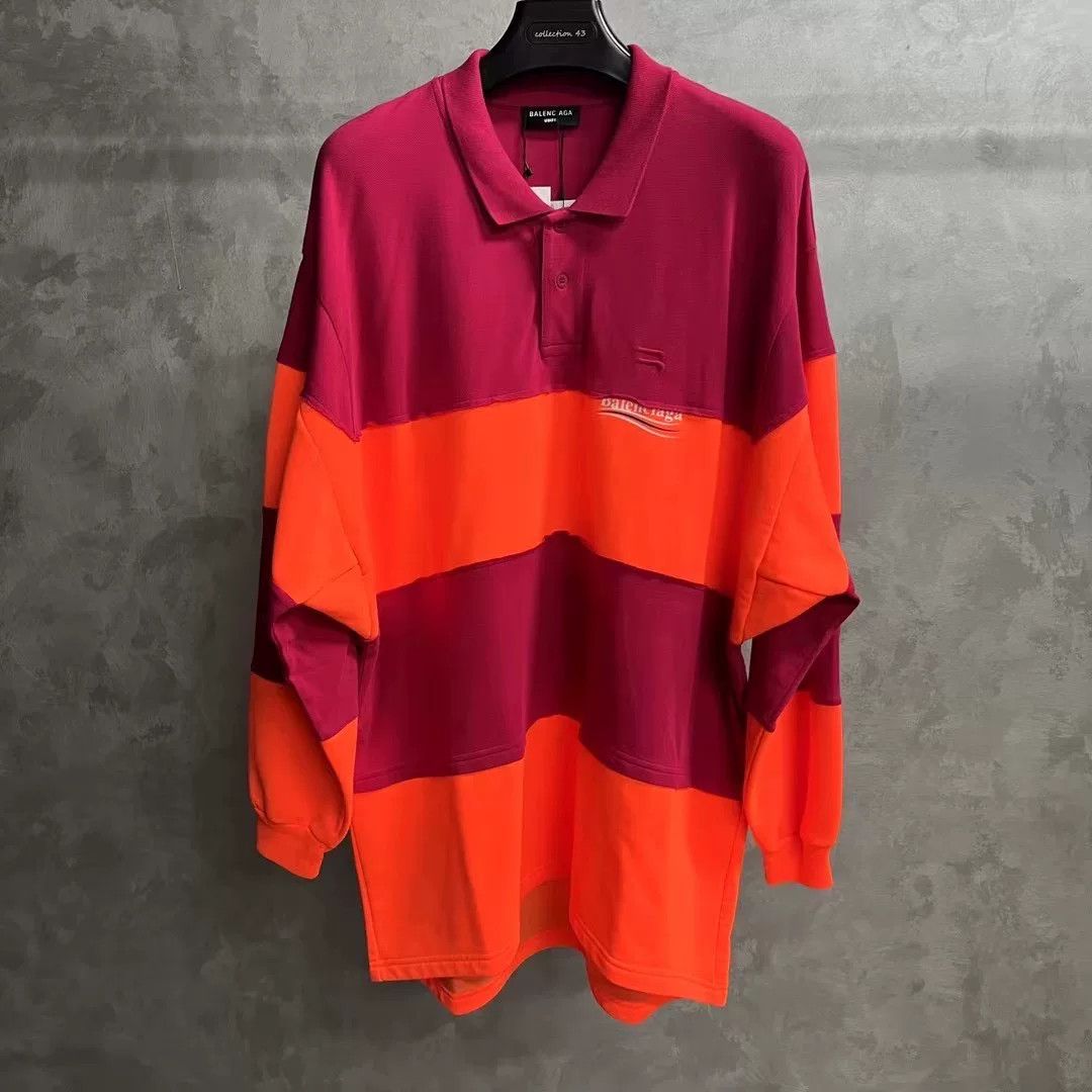Balenciaga Balenciaga Red Orange Logo Long Sleeve Polo Size US S / EU 44-46 / 1 - 1 Thumbnail