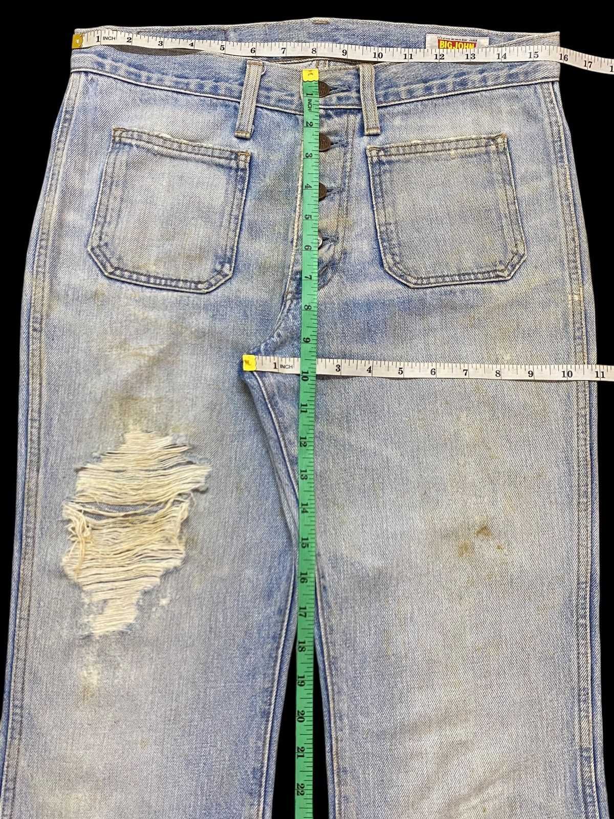 Tornado Mart Vintage Big John 70’s Fade Grunge Distressed Flare Jeans Size US 32 / EU 48 - 14 Thumbnail
