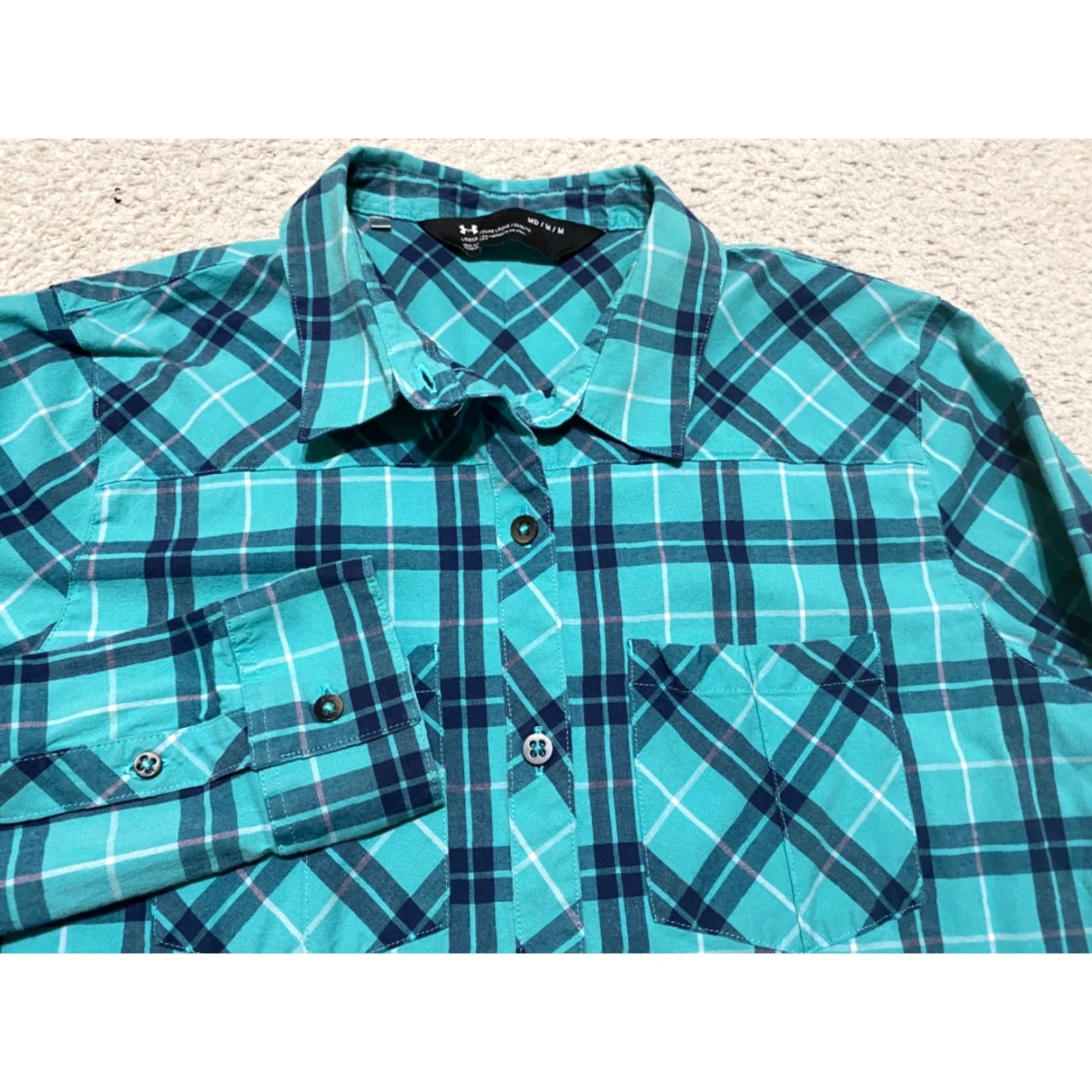 Under Armour Under Armour Womens Multicolor Plaid Check Long Sleeve Button-Up Shirt M, Cotton Polyester Spandex, Casual Womens Shirt Size M / US 6-8 / IT 42-44 - 2 Thumbnail