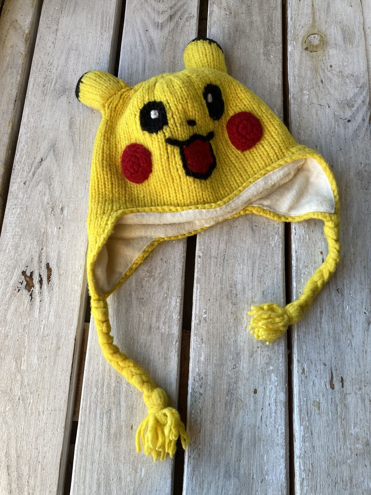Handmade × Japanese Brand Vintage 90s Knitted Hat Pikachu Pokemon Devil Style Size ONE SIZE - 3 Thumbnail