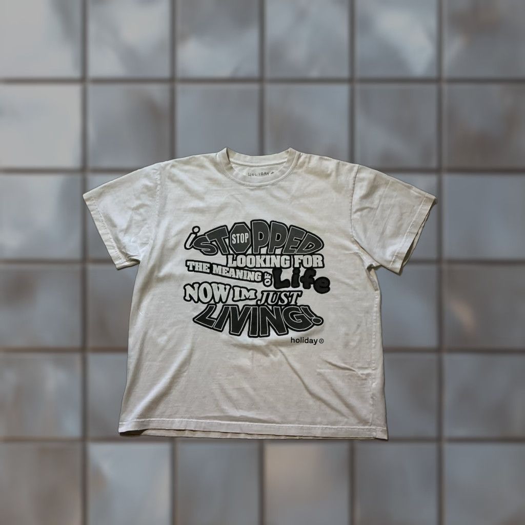 J Brand VINTAGE Holiday Nick Holiday Stopped Looking For The Meaning Of Life Now I’m Just Living Graphic T-Shirt XL White Men Shirt Size US XL / EU 56 / 4 - 1 Thumbnail