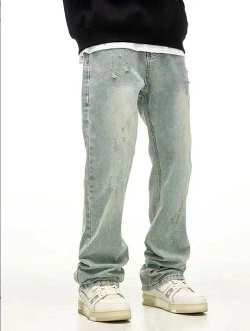 Japanese Brand × Jean Pants Distressed retro simple washed loose ripped jeans Size US 34 / EU 50 - 3 Thumbnail