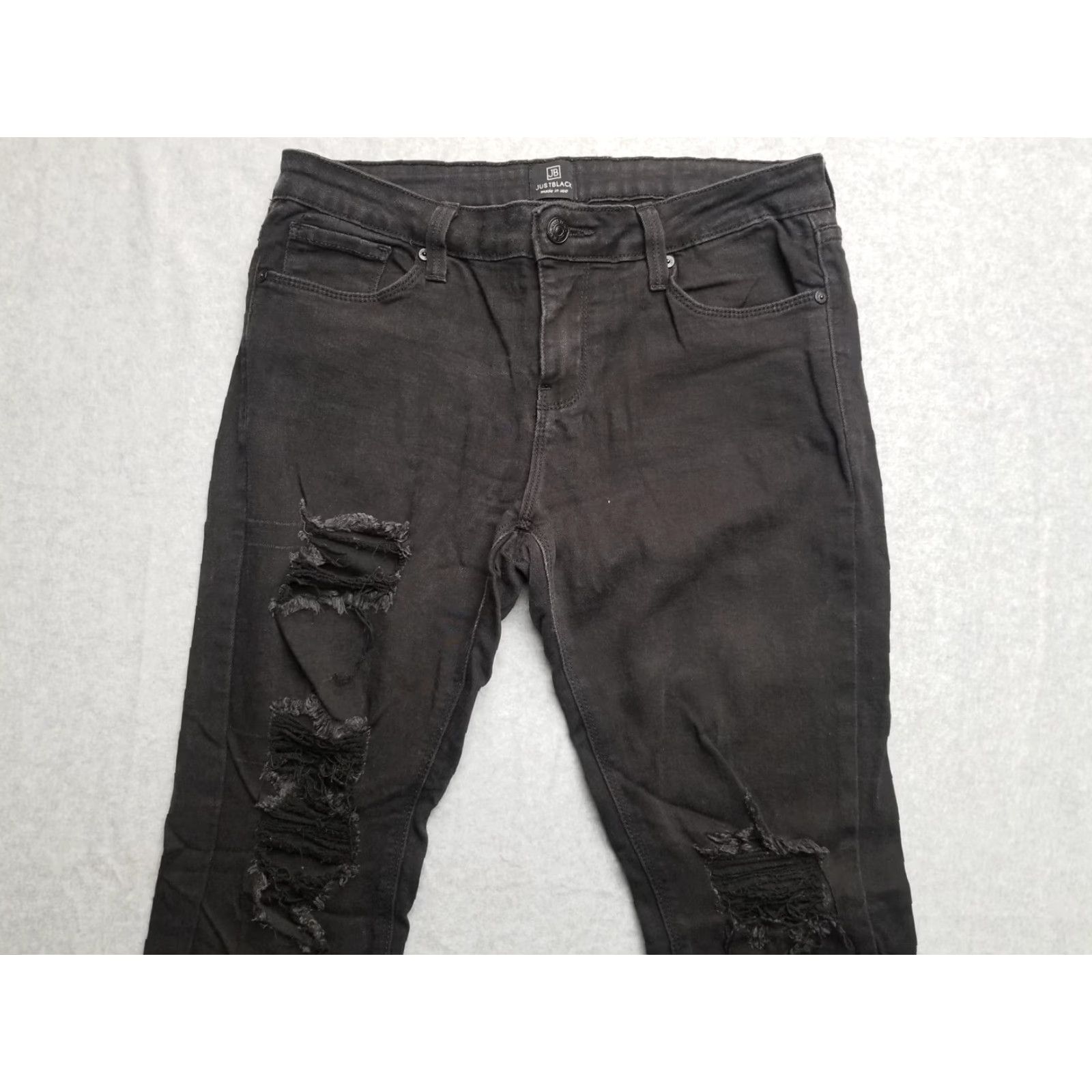 Denime JB Jeans Womens 30 Straight Leg Black Denim Stretch Distressed Jeggings Casual Size 30" / US 8 / IT 44 - 3 Thumbnail