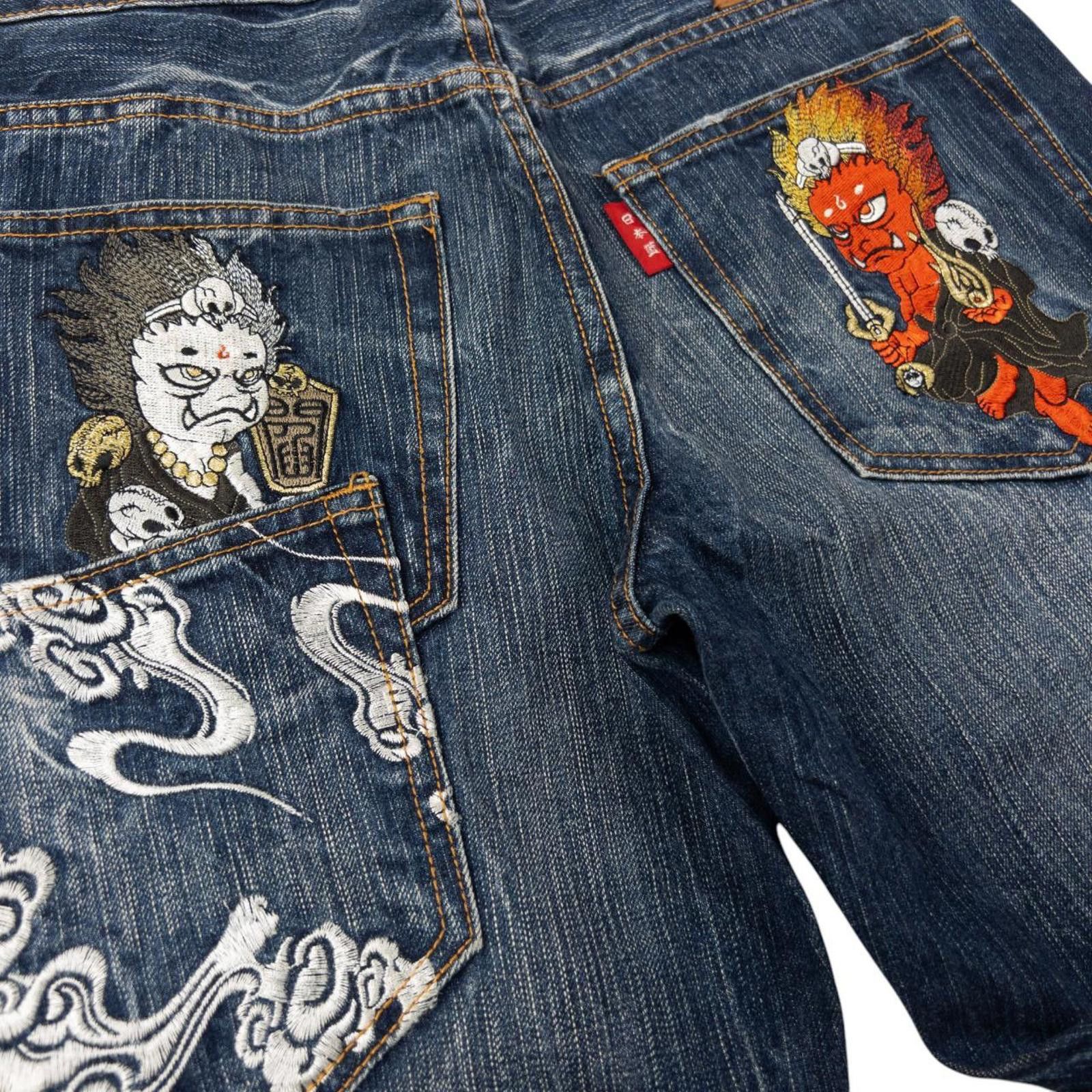 Other Vintage Jizo Bosatsu Embroidered Troll Denim Jeans Size W32 Size US 32 / EU 48 - 6 Thumbnail