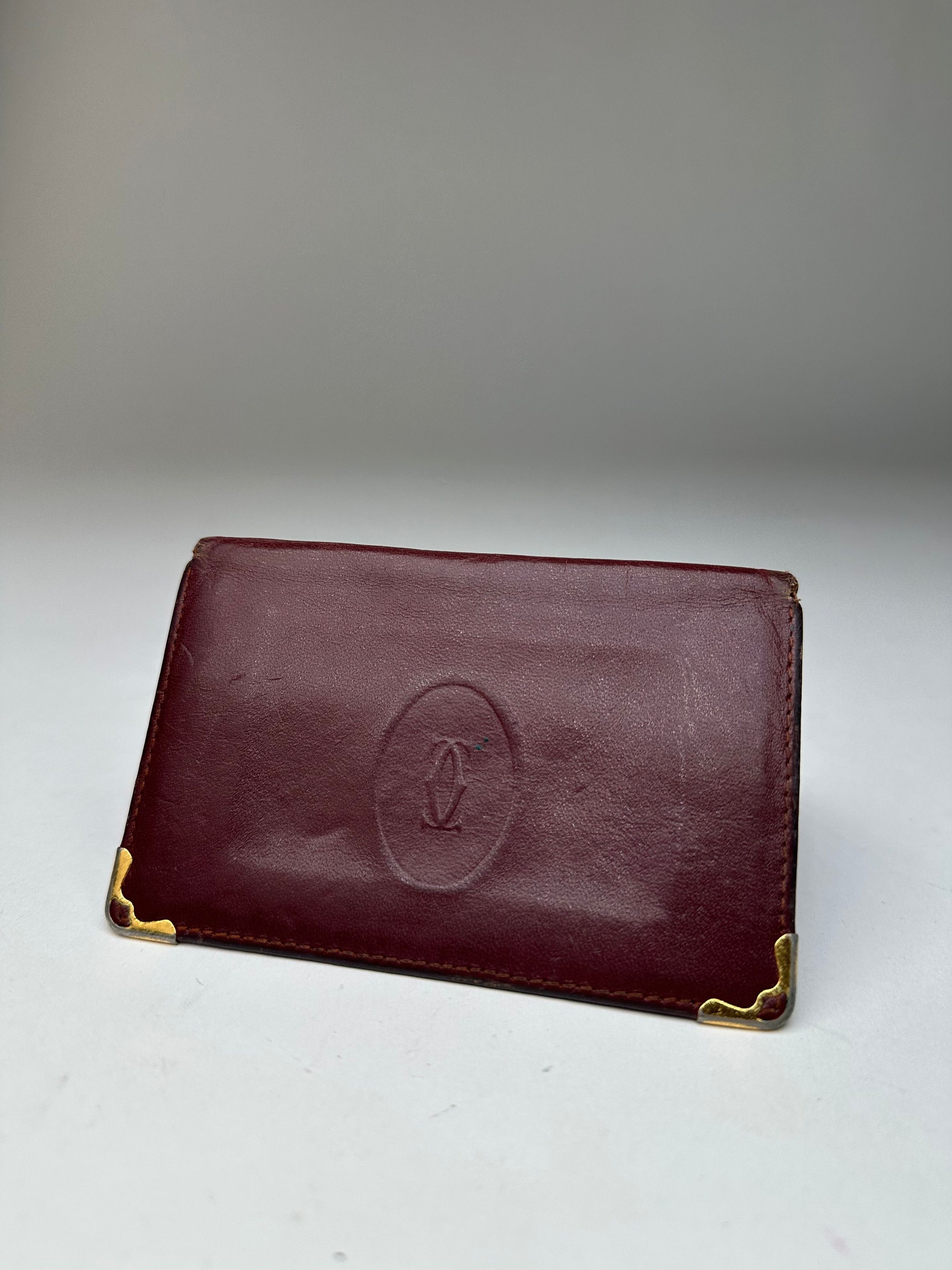Cartier Vintage Card Holder Leather Bordeaux Size ONE SIZE - 1 Thumbnail