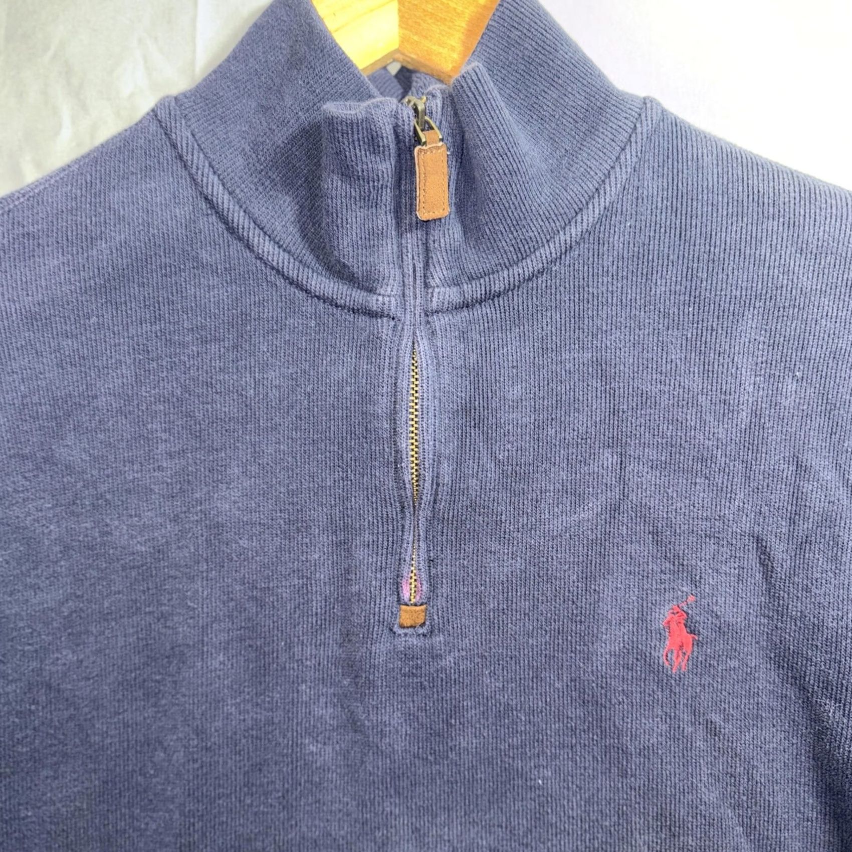 Polo Ralph Lauren Polo Ralph Lauren Sweater Mens M Blue 1/4 Zip Mock Neck Cotton Pony Logo Size US M / EU 48-50 / 2 - 5 Thumbnail