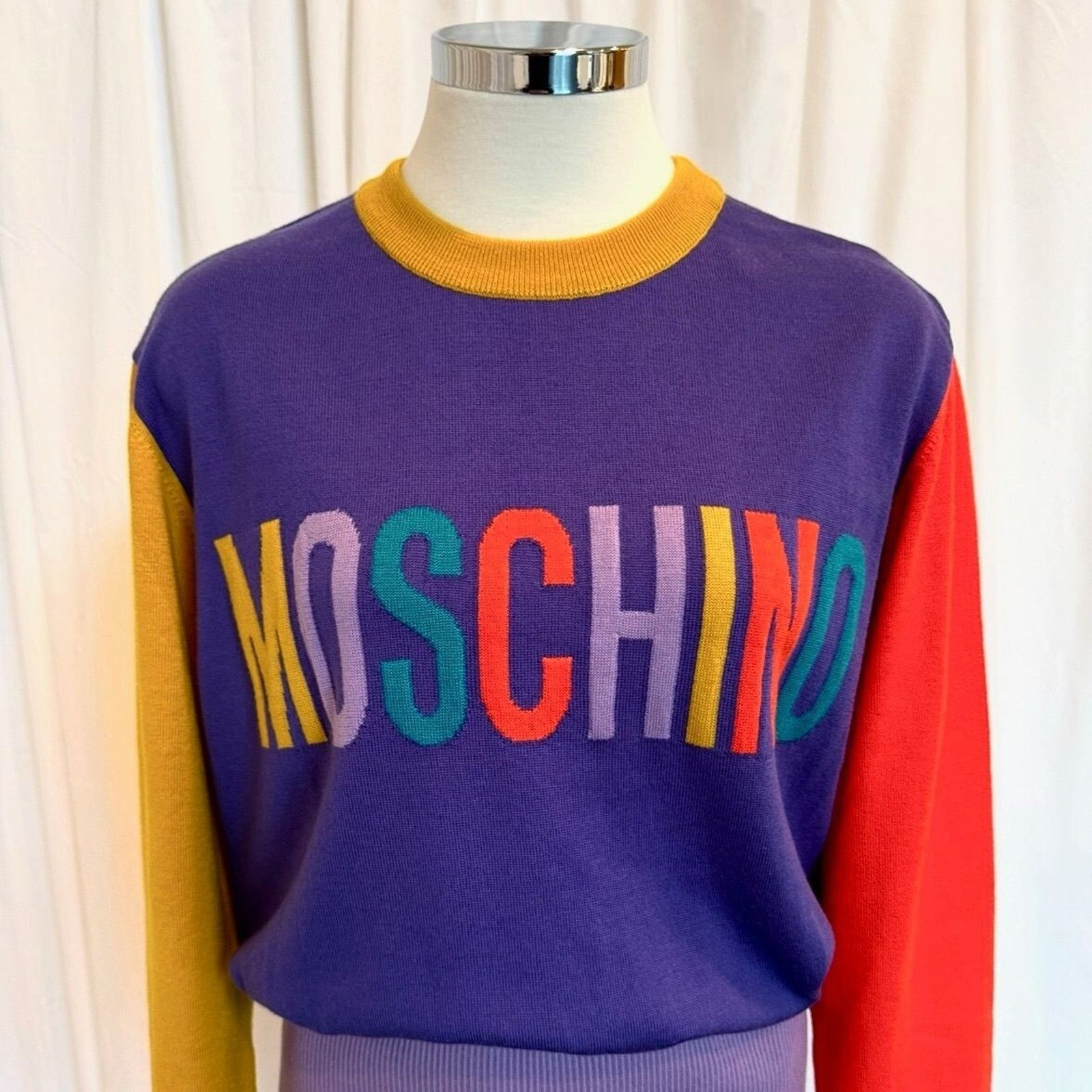 Moschino AW22 MOSCHINO Couture Jeremy Scott Sleeve Purple Knit Dress Size M / US 6-8 / IT 42-44 - 8 Thumbnail