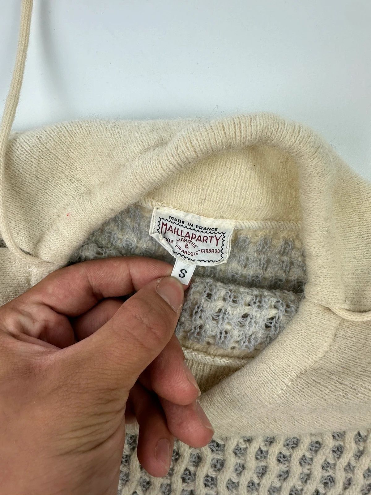 Marithe + Francois Girbaud Marithé + François Girbaud 1980 Mesh Wool Knit Sweater Cream Size S / US 4 / IT 40 - 12 Thumbnail