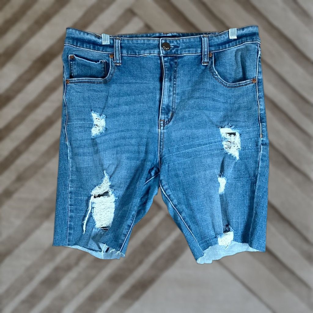 Aeropostale Aeropostale Jeans Blue Denim Cut Offs High Rise Jegging Stretch 14 R Womens Jeans Size 36" / US 14 / IT 50 - 1 Thumbnail